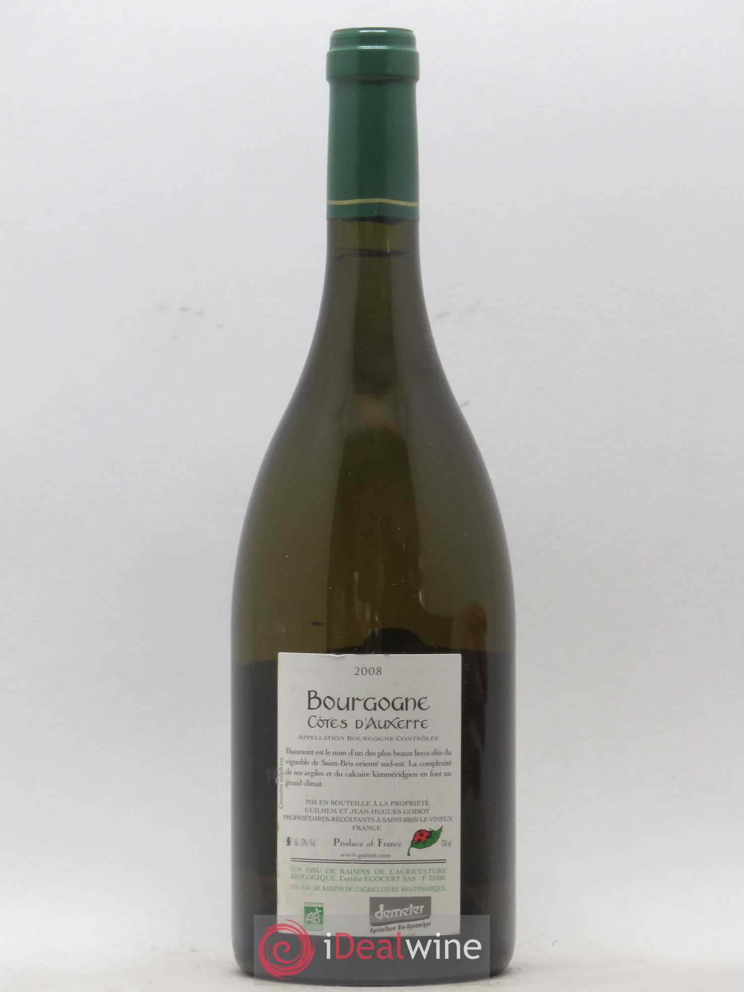 Bourgogne Biaumont Côte d'Auxerre Domaine Goisot 2008 - Posten von 1 Flasche - 1