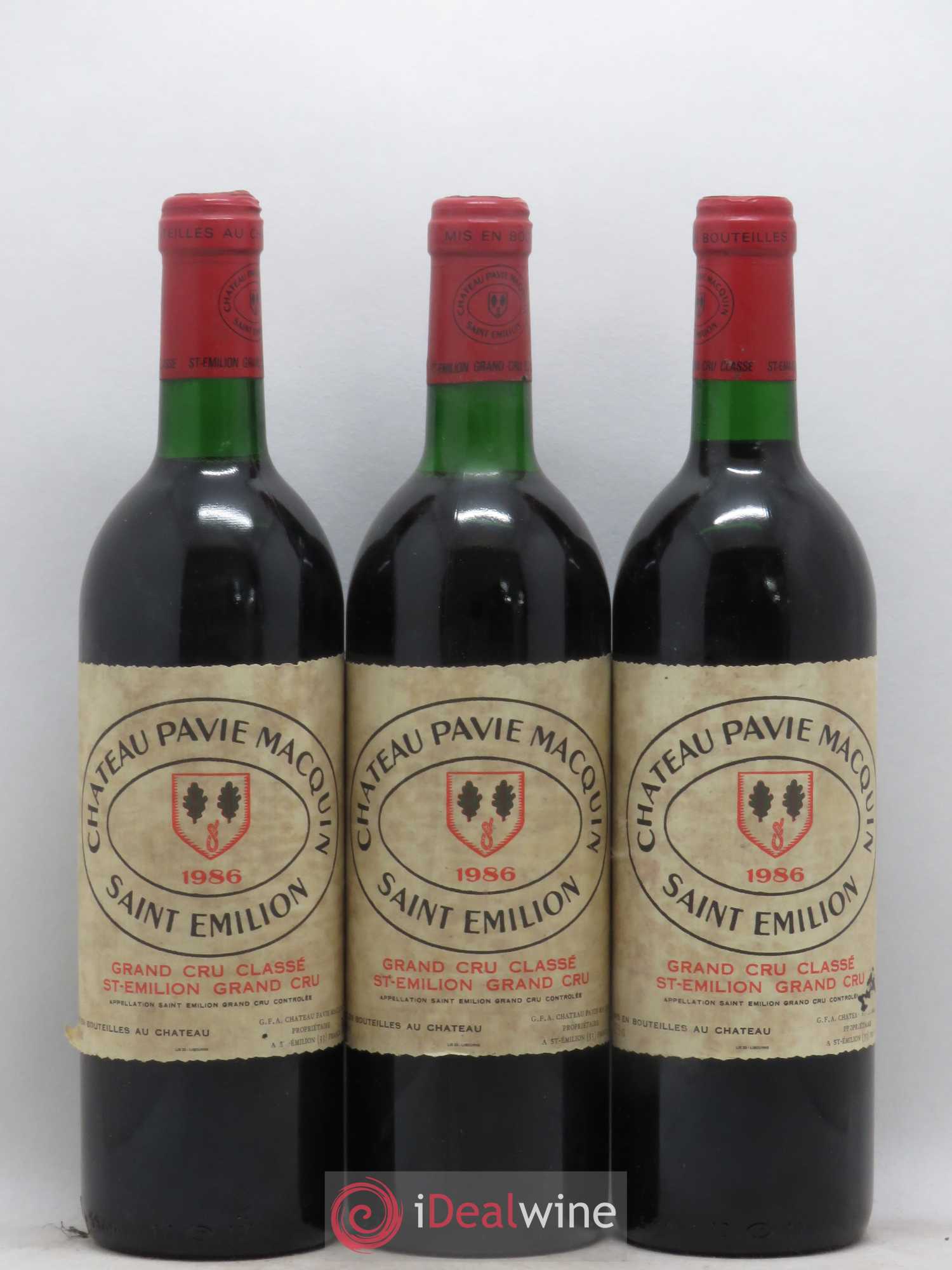 Château Pavie Macquin 1er Grand Cru Classé B 1986 - Lot de 3 bouteilles - 0