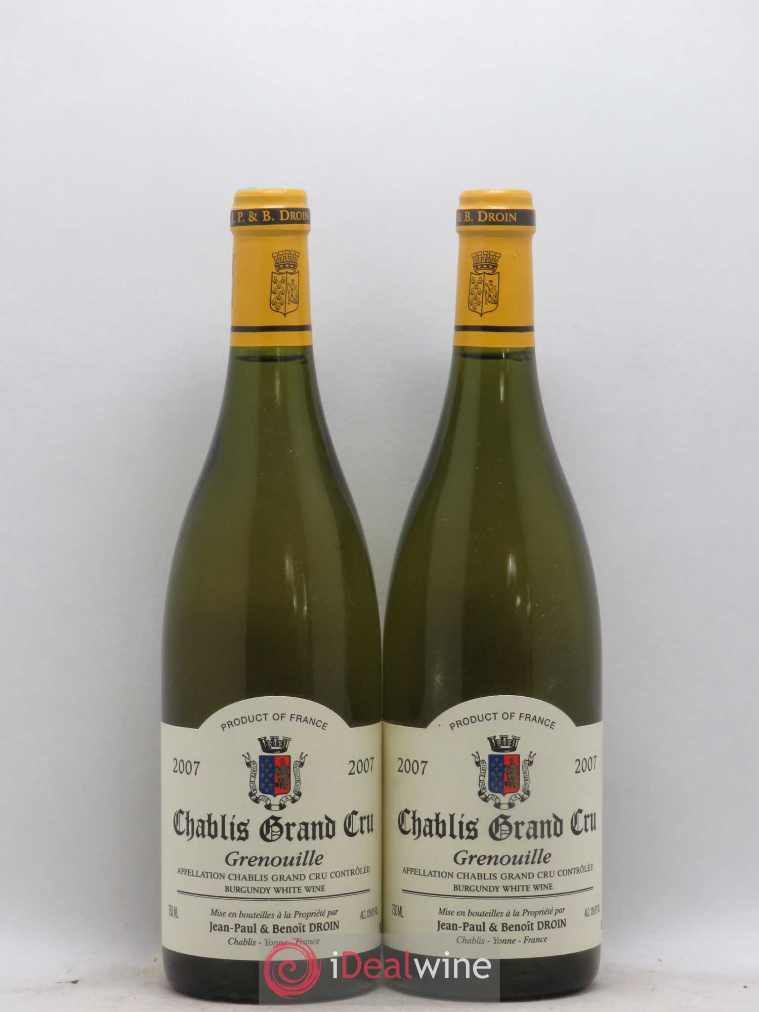 Chablis Grand Cru Grenouilles Jean-Paul & Benoît Droin (Domaine) 2007 - Lot de 2 bouteilles - 0