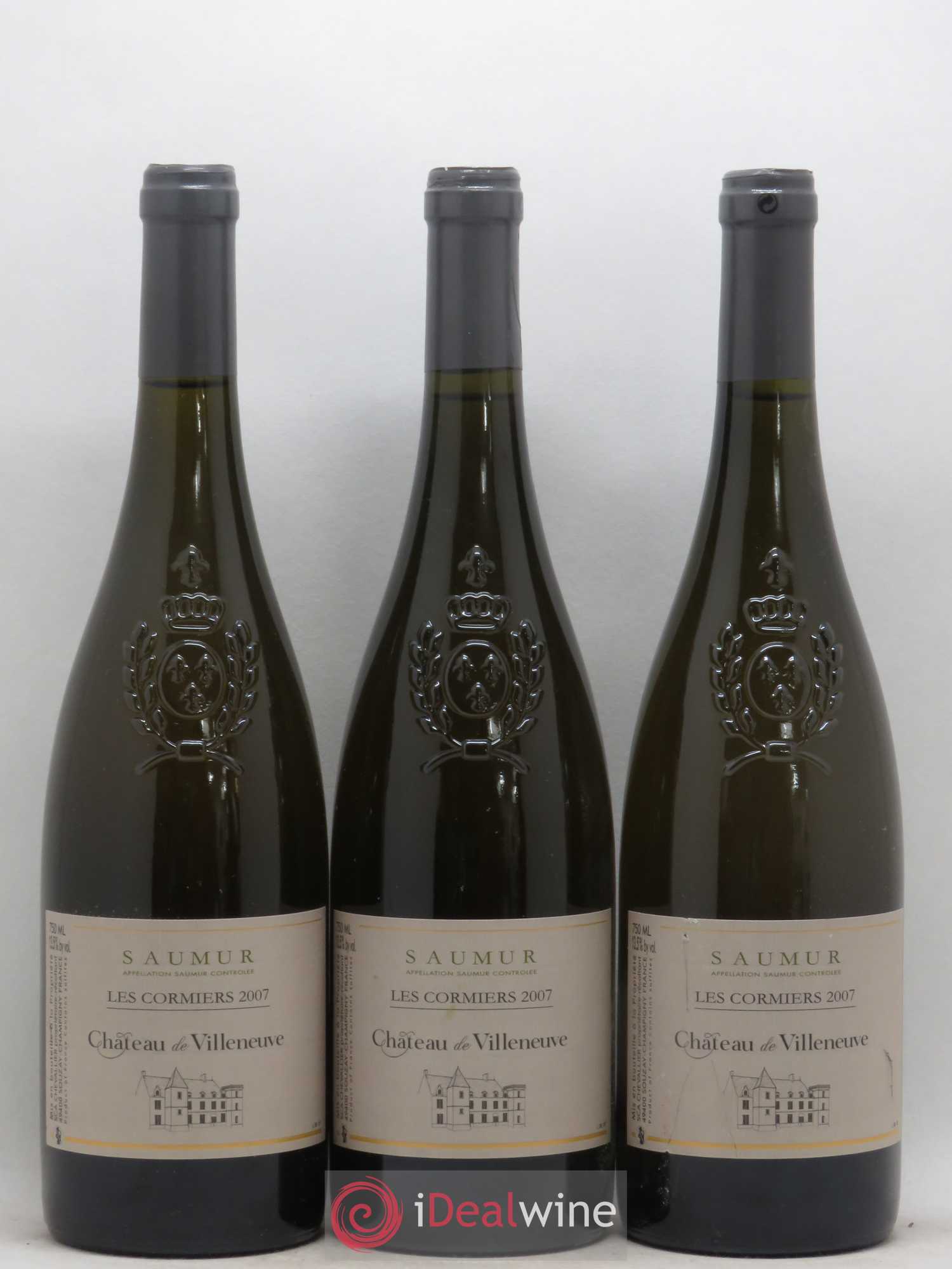 Saumur Les Cormiers Château de Villeneuve 2007 - Lot de 3 bouteilles - 0