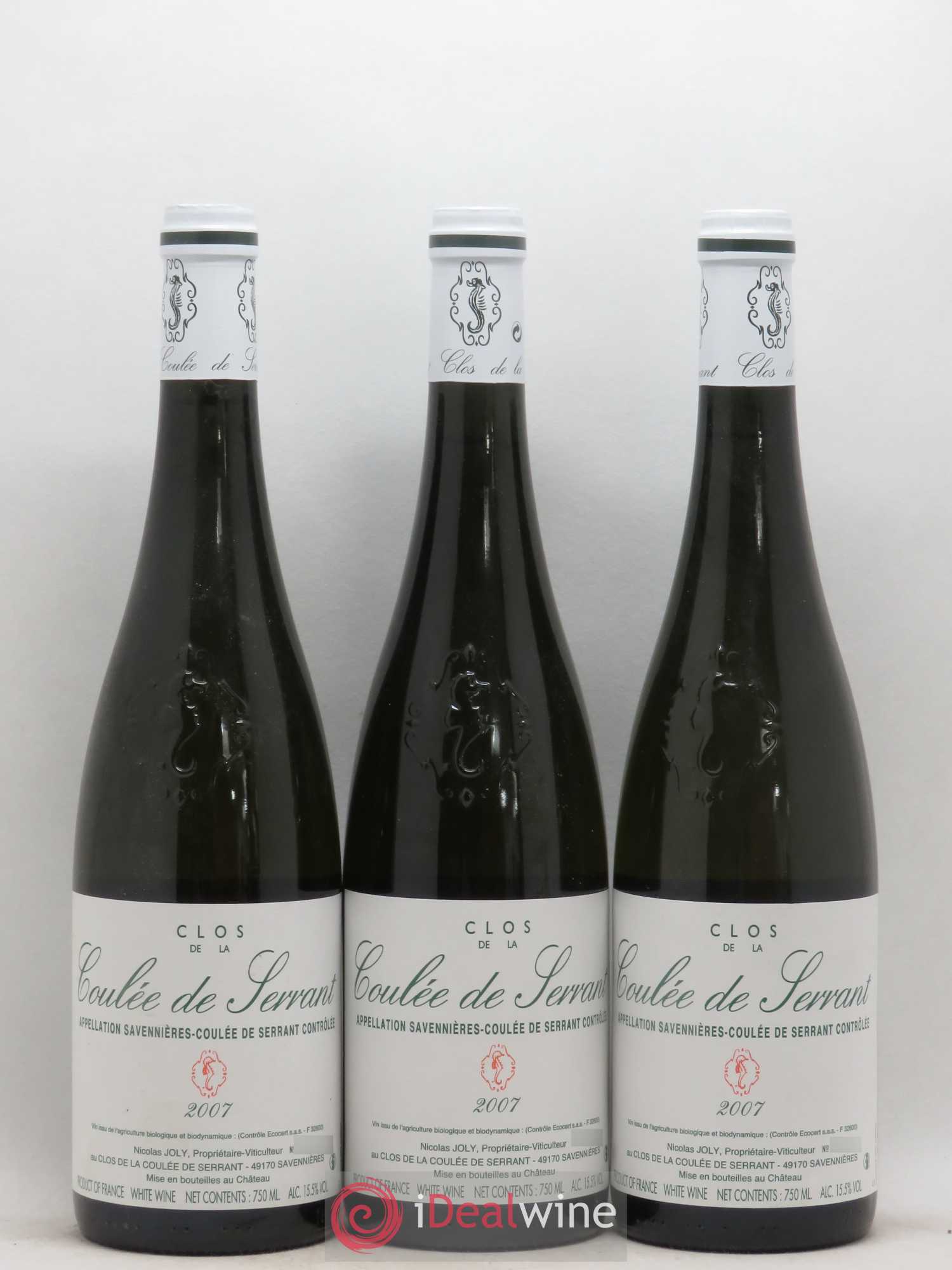 Savennières Clos de la Coulée de Serrant Vignobles de la Coulée de Serrant - Nicolas Joly 2007 - Lot de 3 bouteilles - 0