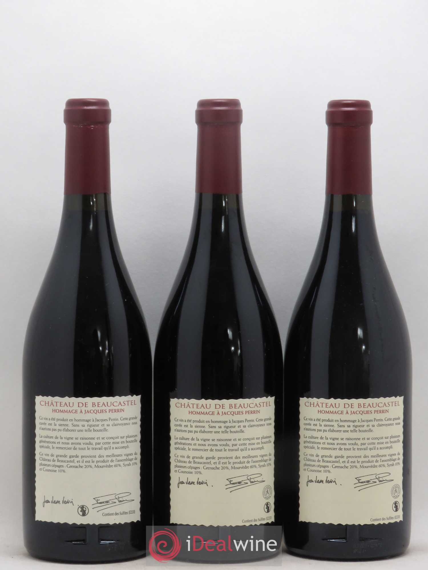 Châteauneuf-du-Pape Château de Beaucastel Hommage à Jacques Perrin Famille Perrin 2007 - Lot de 3 bouteilles - 1