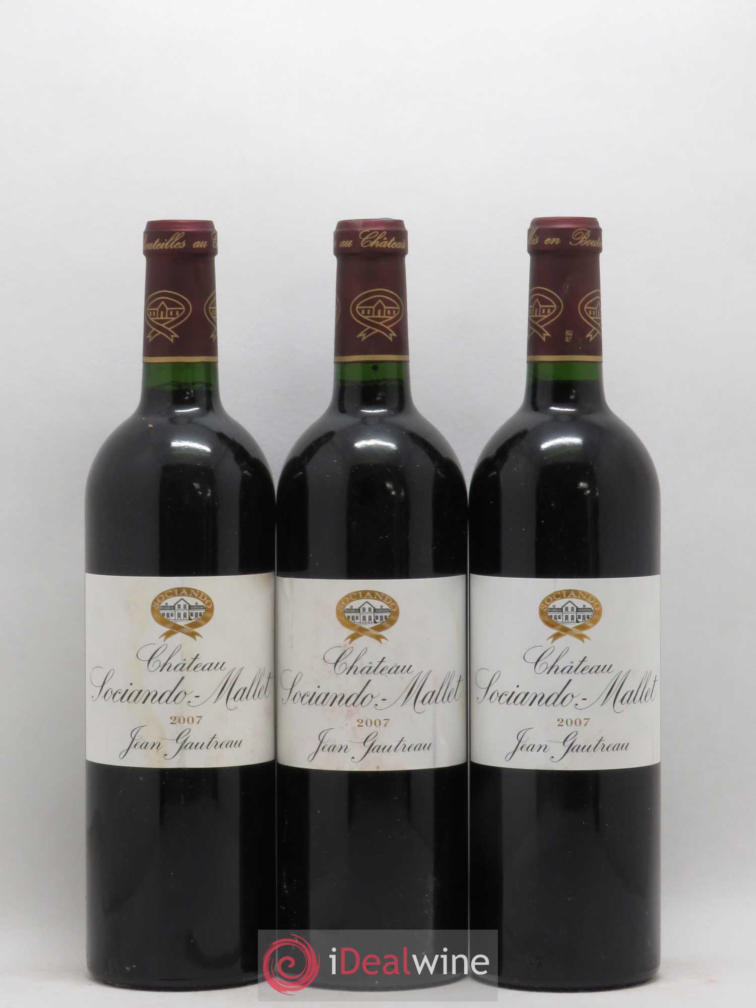 Château Sociando Mallet 2007 - Lot de 3 bouteilles - 0