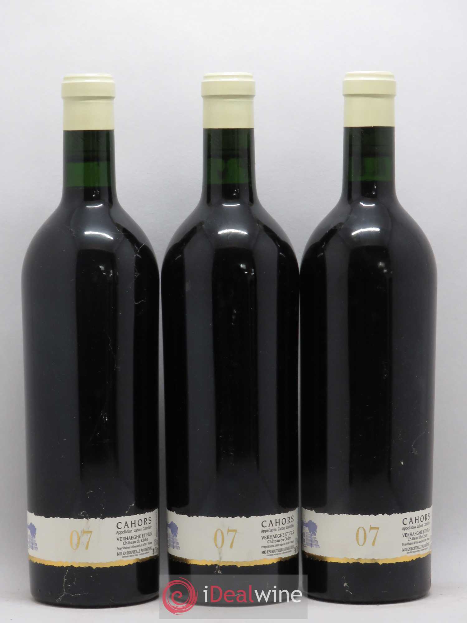 Cahors Château du Cèdre GC Pascal et Jean-Marc Verhaeghe 2007 - Lot de 3 bouteilles - 1