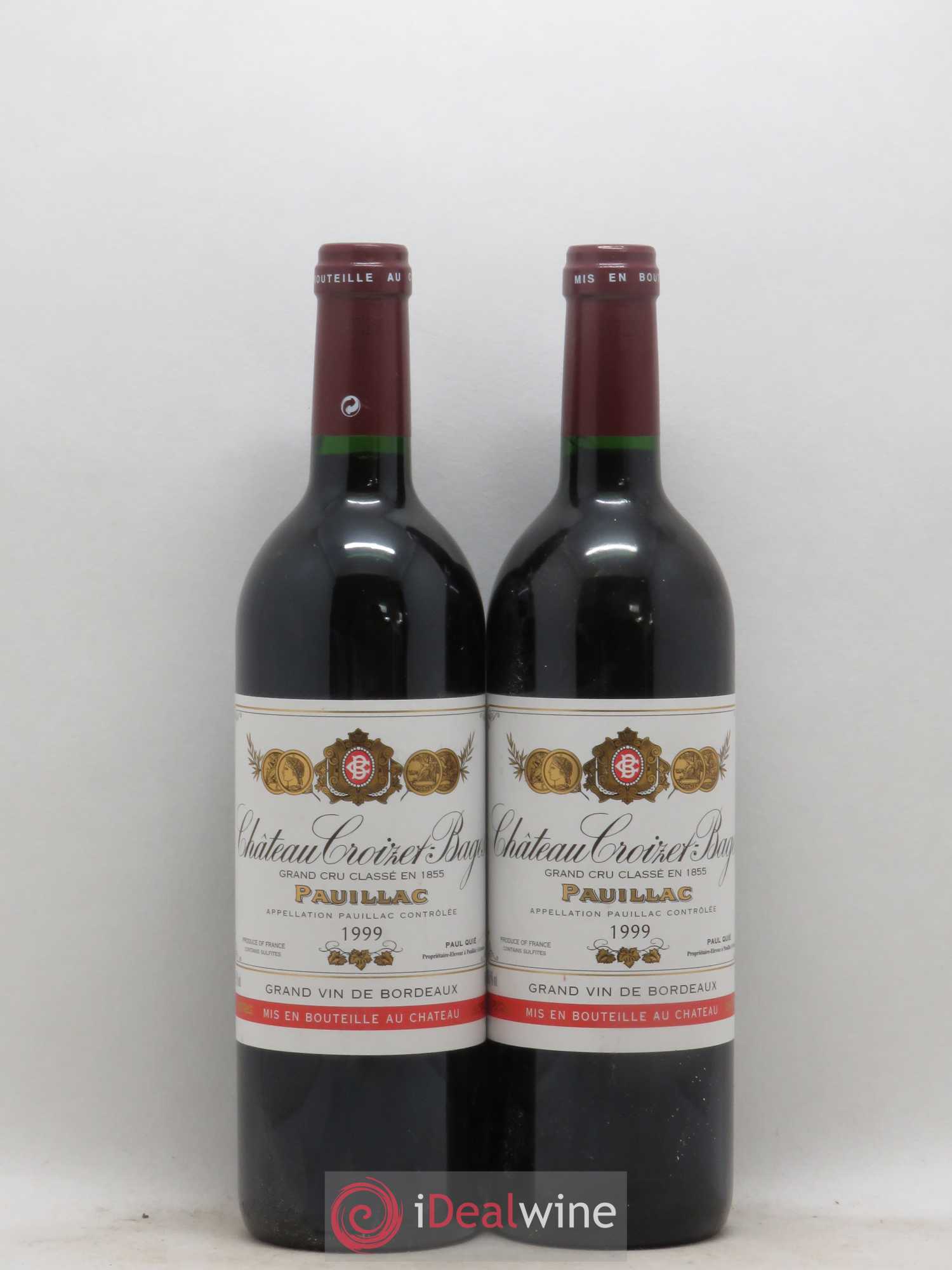 Château Croizet Bages 5ème Grand Cru Classé 1999 - Lot de 2 bouteilles - 0