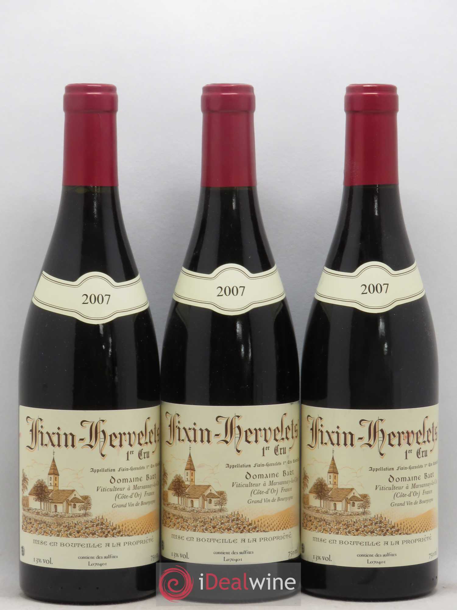 Fixin 1er Cru Hervelets Bart (Domaine) 2007 - Lot de 3 bouteilles - 0