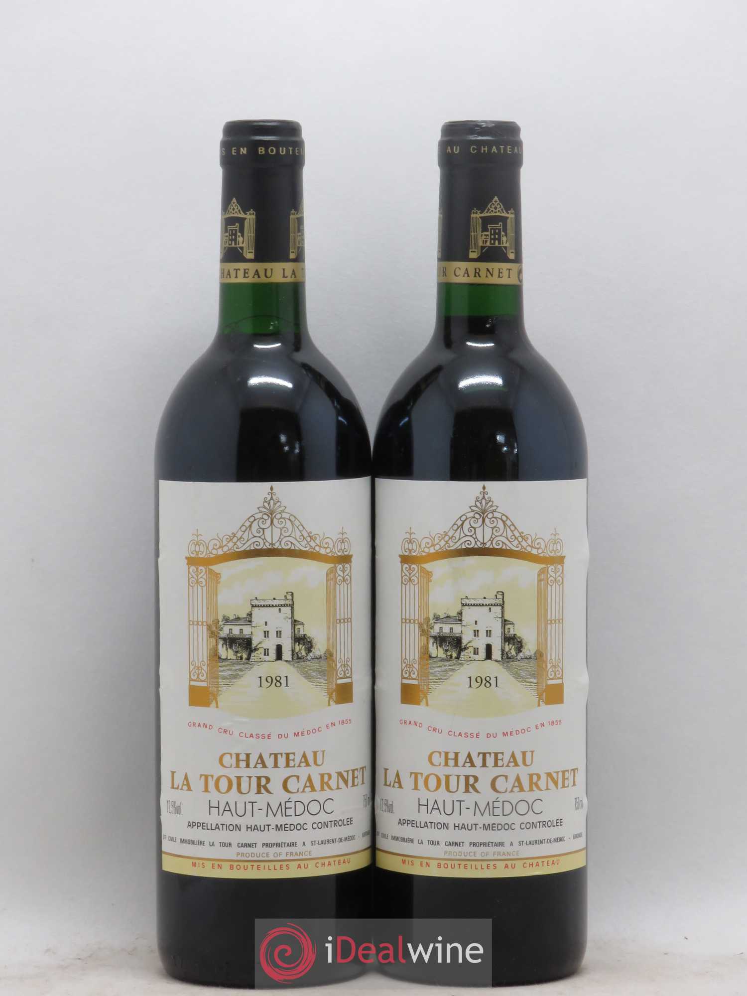 Château la Tour Carnet 4ème Grand Cru Classé 1981 - Lot de 2 bouteilles - 0
