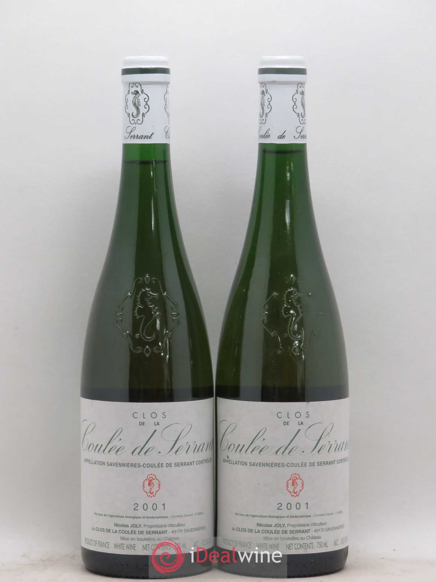 Savennières Clos de la Coulée de Serrant Vignobles de la Coulée de Serrant - Nicolas Joly 2001 - Lot de 2 bouteilles - 0
