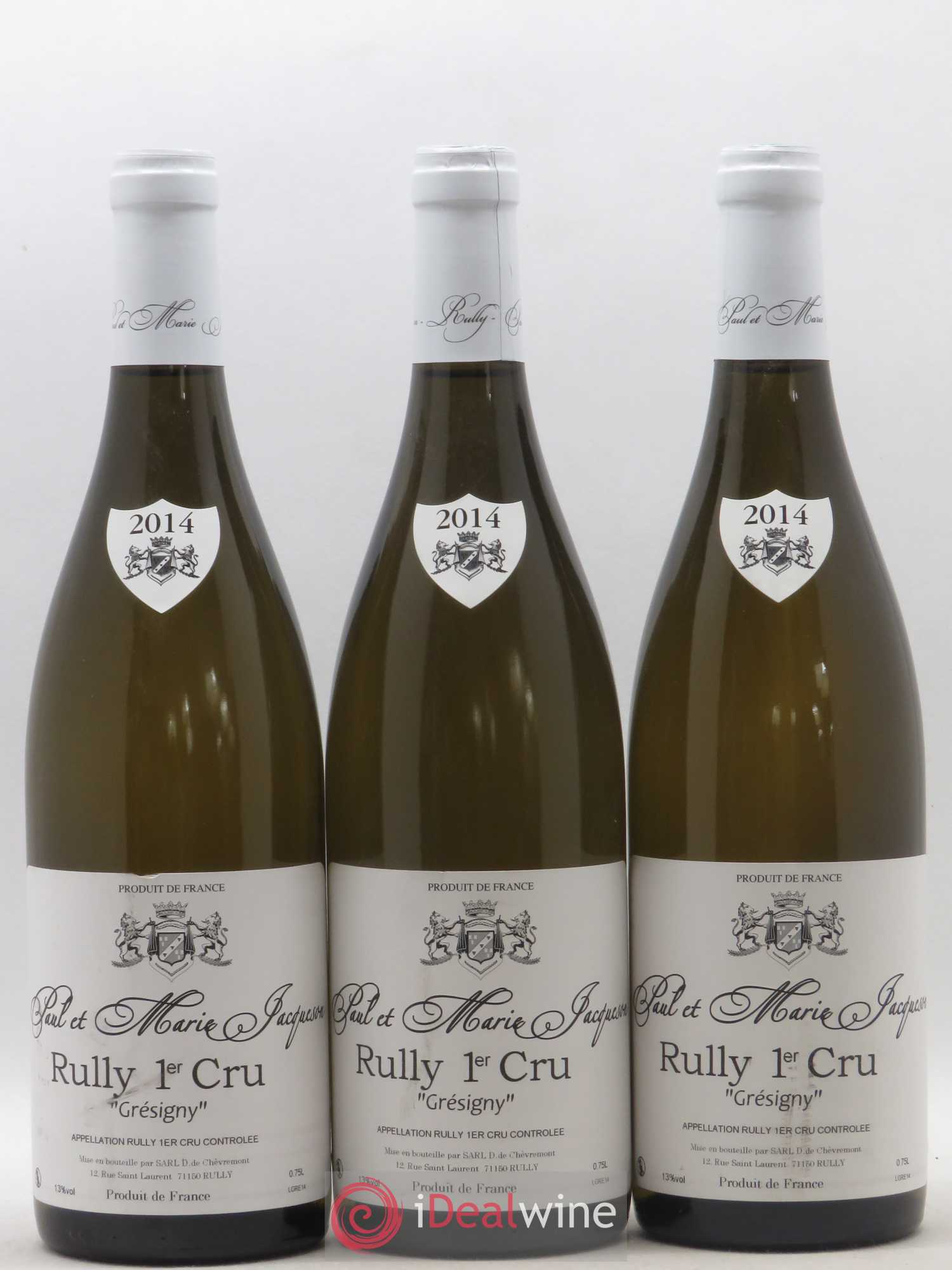 Rully 1er Cru Grésigny Paul & Marie Jacqueson 2014 - Lot de 3 bouteilles - 0