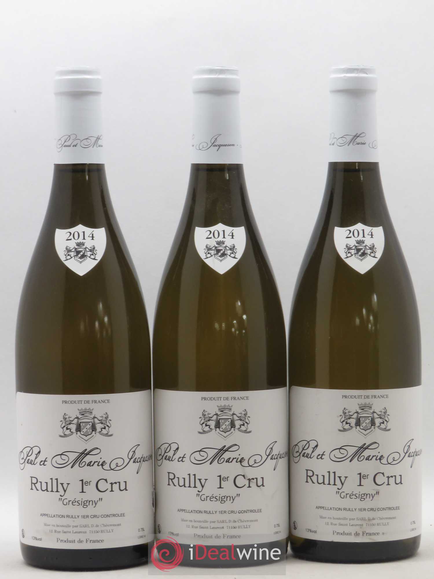 Rully 1er Cru Grésigny Paul & Marie Jacqueson 2014 - Lot de 3 bouteilles - 0