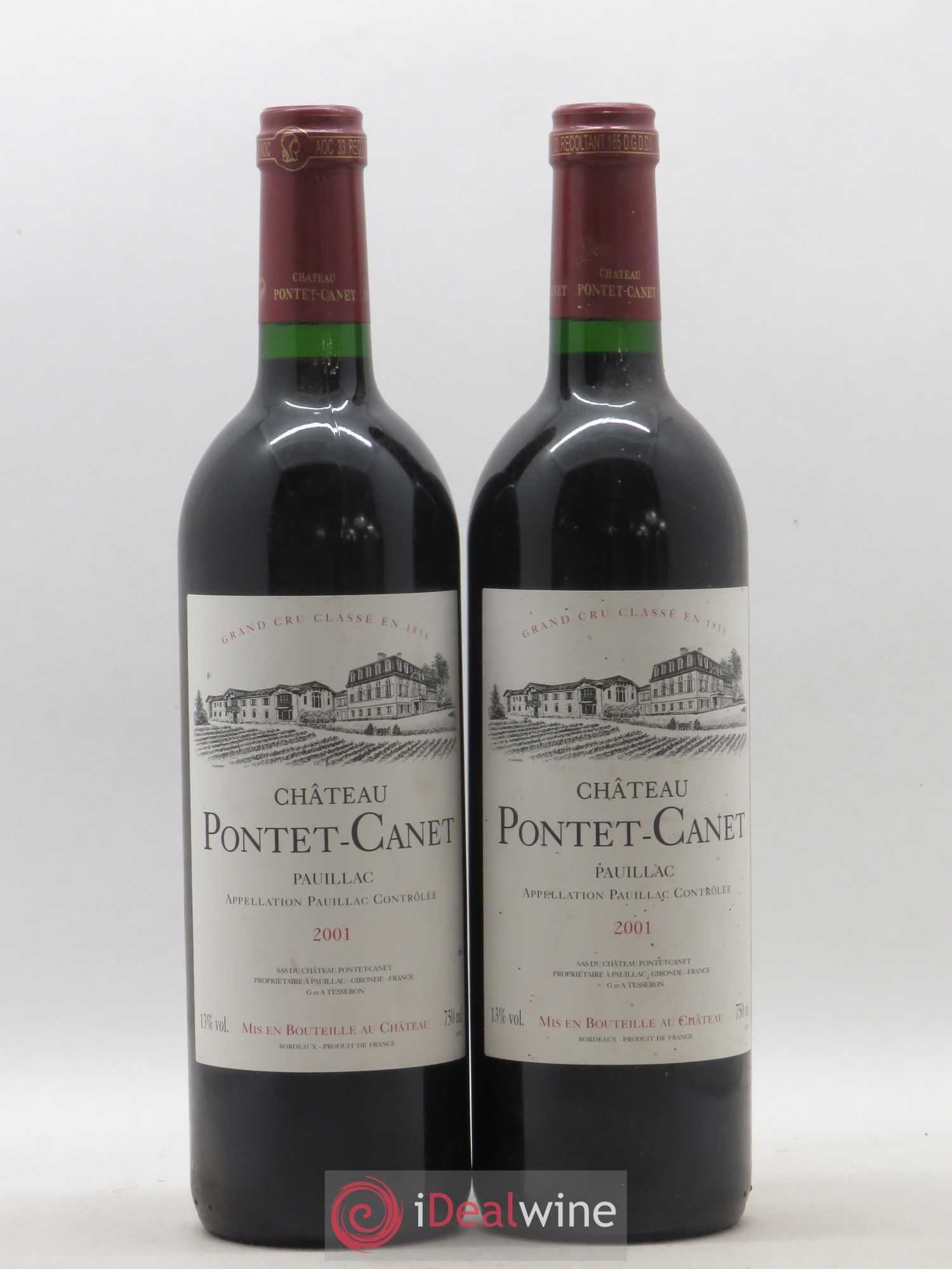 Château Pontet Canet 5ème Grand Cru Classé 2001 - Lot de 2 bouteilles - 0