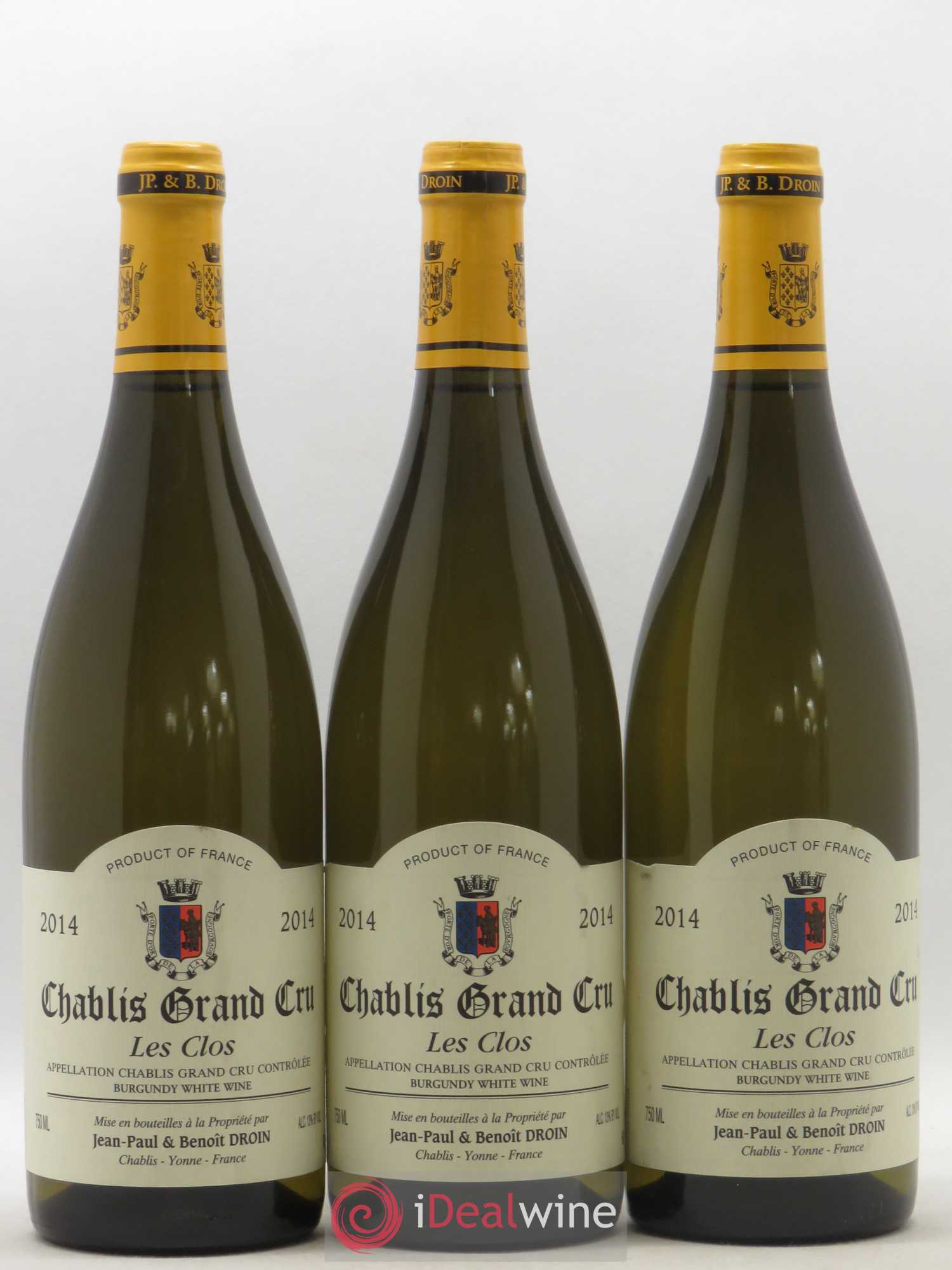 Chablis Grand Cru Les Clos Jean-Paul & Benoît Droin (Domaine) 2014 - Lot de 3 bouteilles - 0