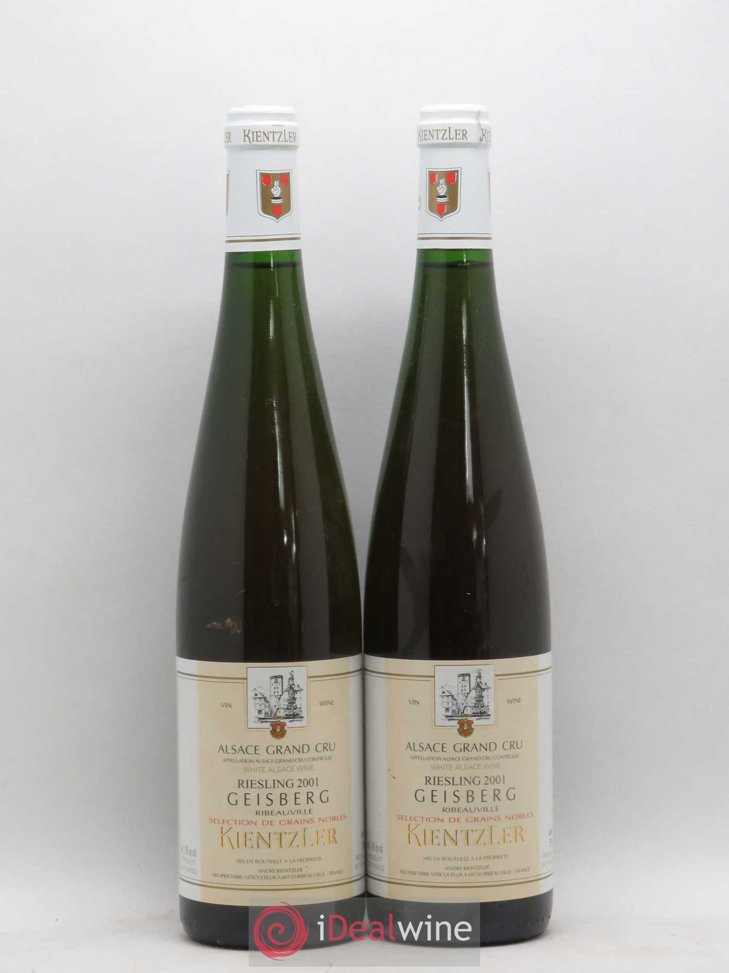 Alsace Riesling Grand Cru Geisberg Kientzler Séléction de grains nobles 2001 - Posten von 2 Flaschen - 0