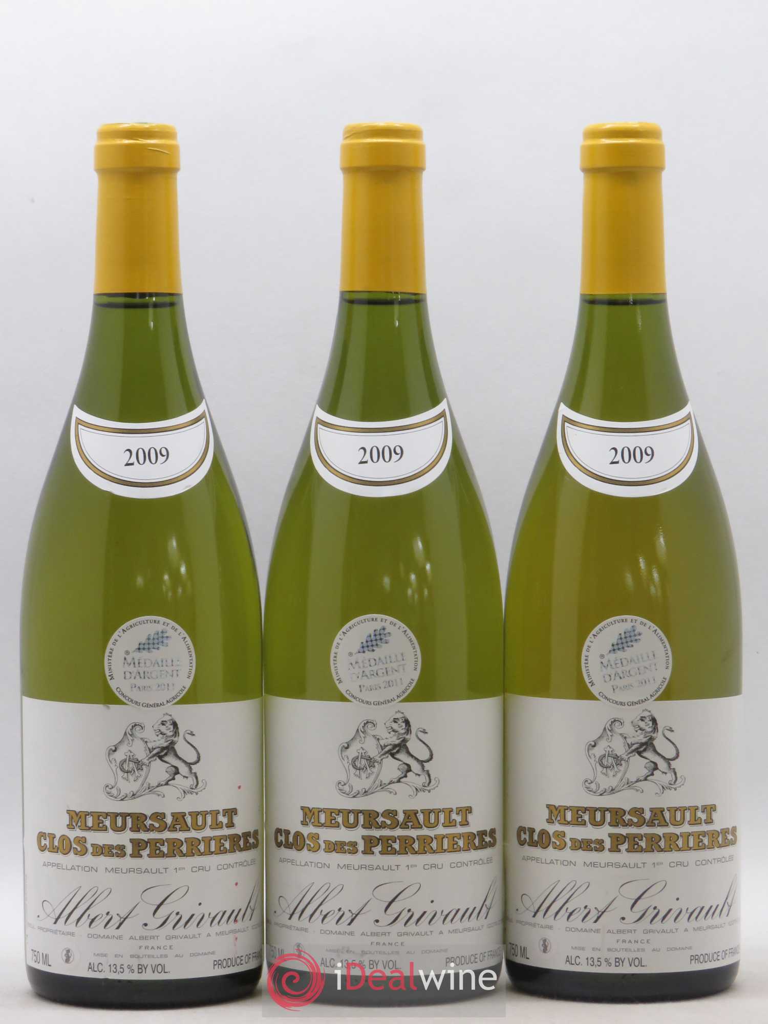 Meursault 1er Cru Clos des Perrières Monopole Albert Grivault 2009 - Lot de 3 bouteilles - 0