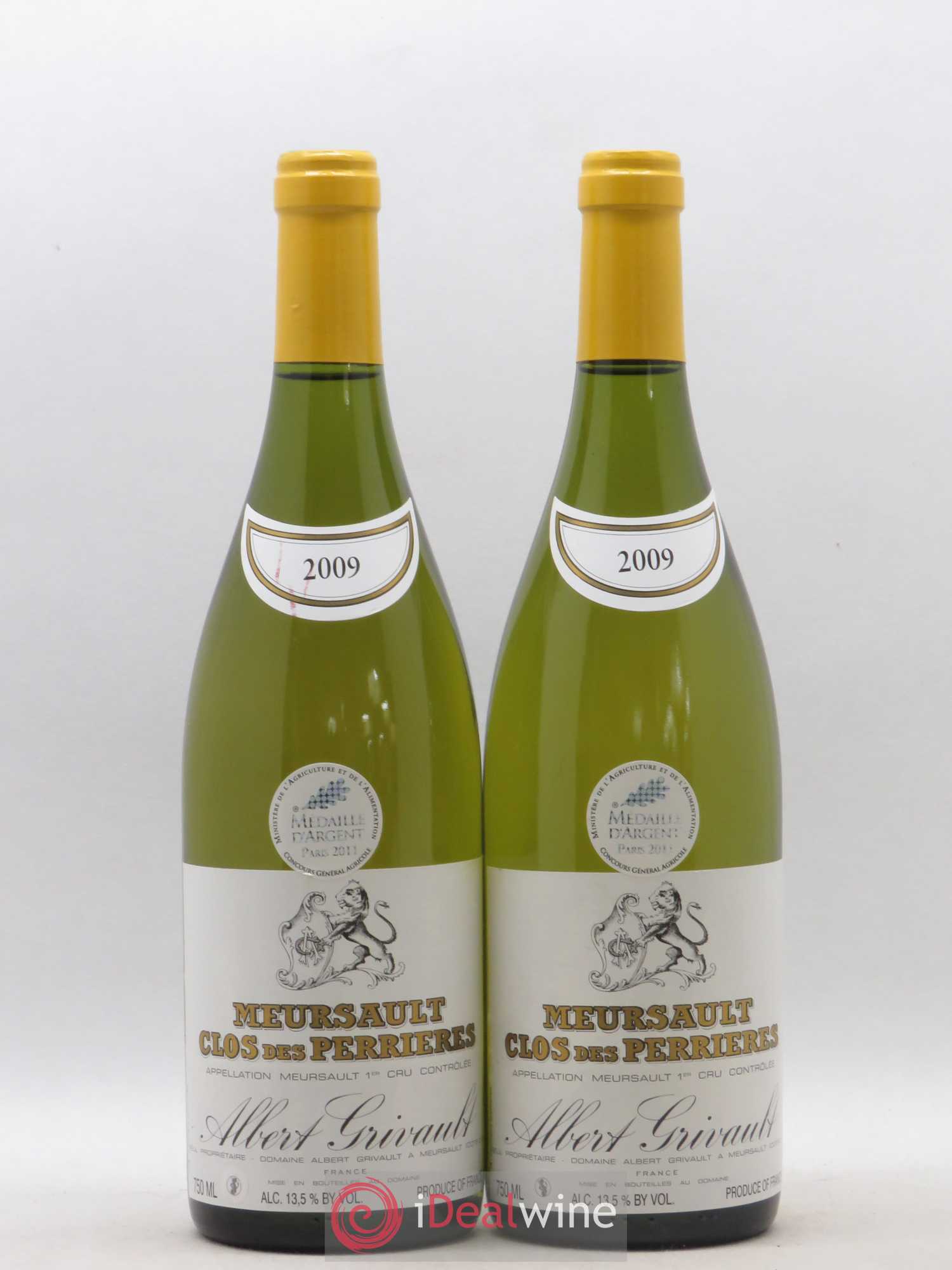 Meursault 1er Cru Clos des Perrières Monopole Albert Grivault 2009 - Lot de 2 bouteilles - 0