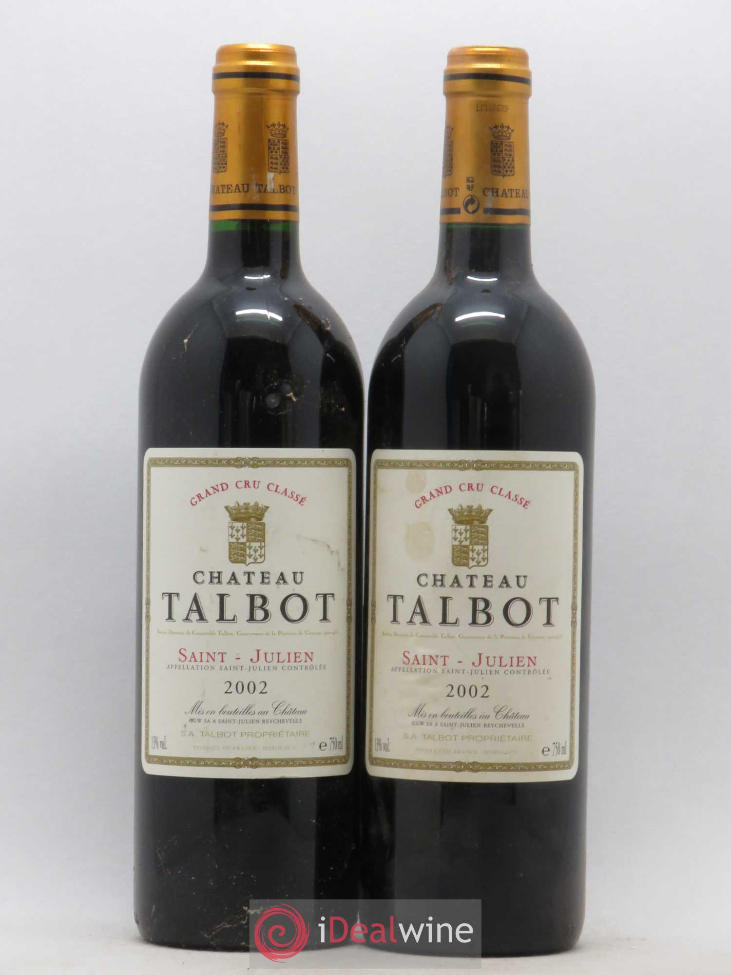 Château Talbot 4ème Grand Cru Classé 2002 - Lot de 2 bouteilles - 0