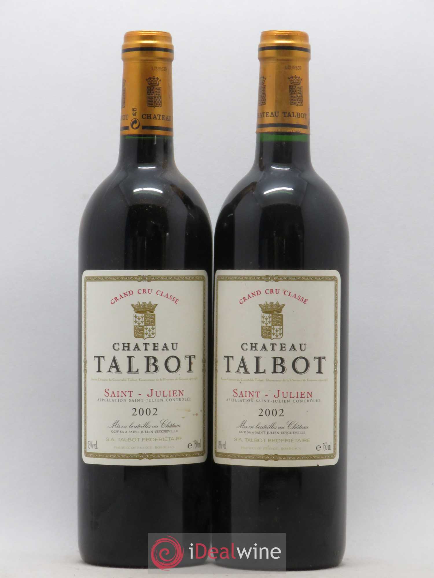 Château Talbot 4ème Grand Cru Classé 2002 - Lot de 2 bouteilles - 0