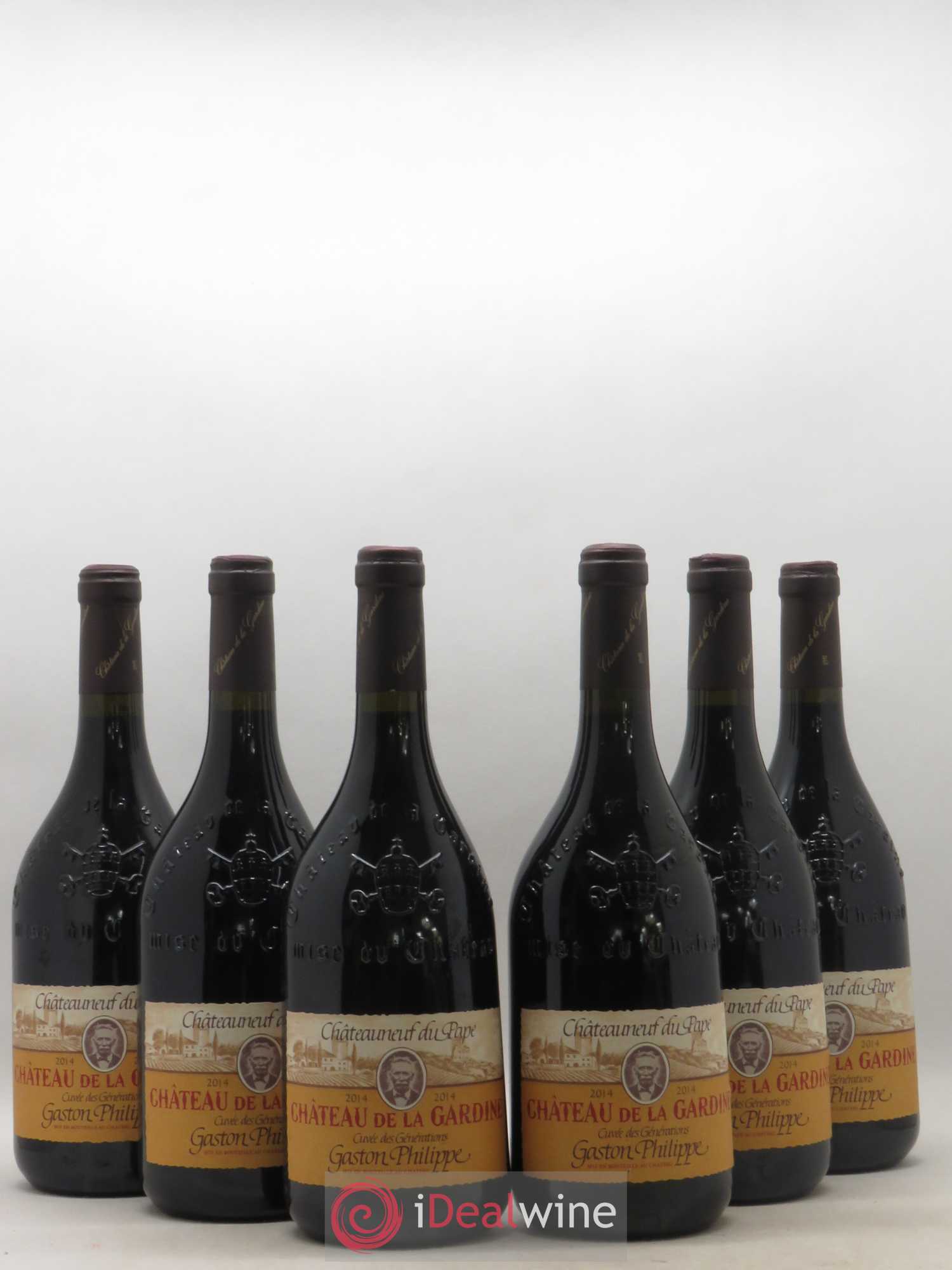 Châteauneuf-du-Pape Château de La Gardine Cuvée des Générations Gaston Philippe Famille Brunel 2014 - Lot de 6 bouteilles - 0