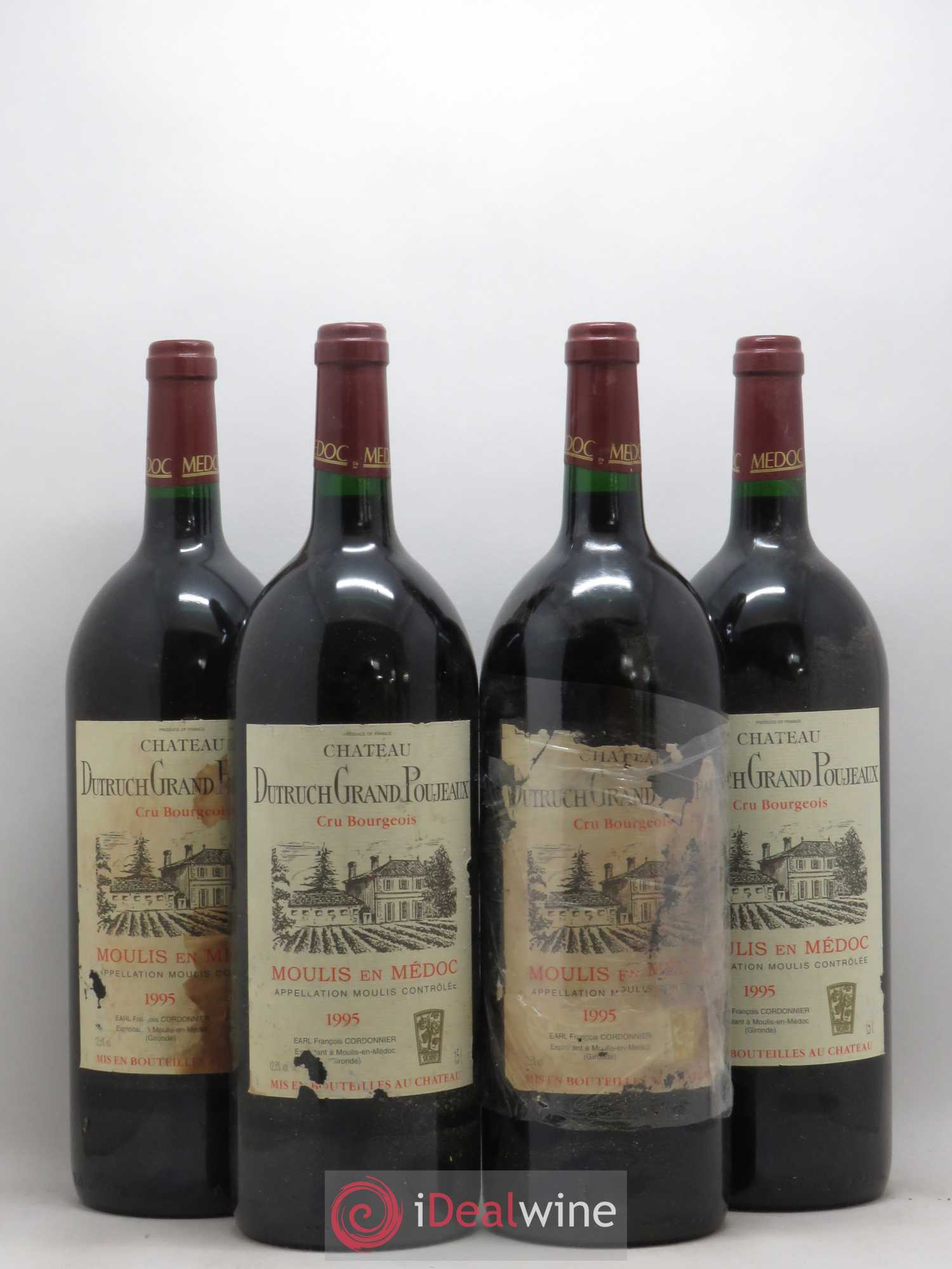 Château Dutruch Grand Poujeaux Cru Bourgeois 1995 - Lot de 4 magnums - 0