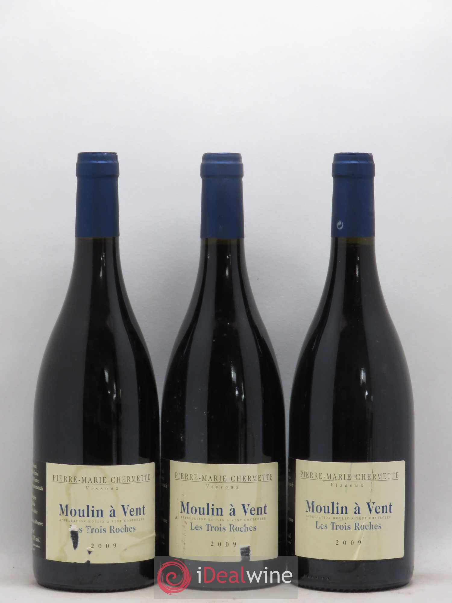 Moulin-à-Vent Les Trois Roches Domaine du Vissoux - P-M. Chermette 2009 - Lot de 3 bouteilles - 0