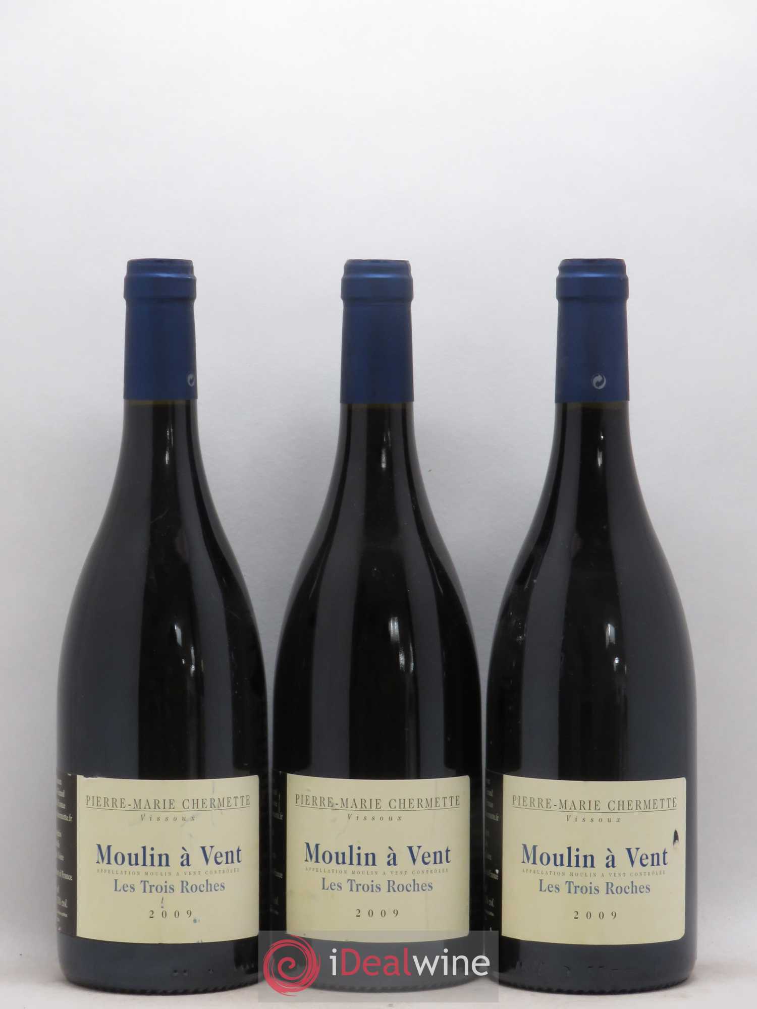 Moulin-à-Vent Les Trois Roches Domaine du Vissoux - P-M. Chermette 2009 - Lot de 3 bouteilles - 0