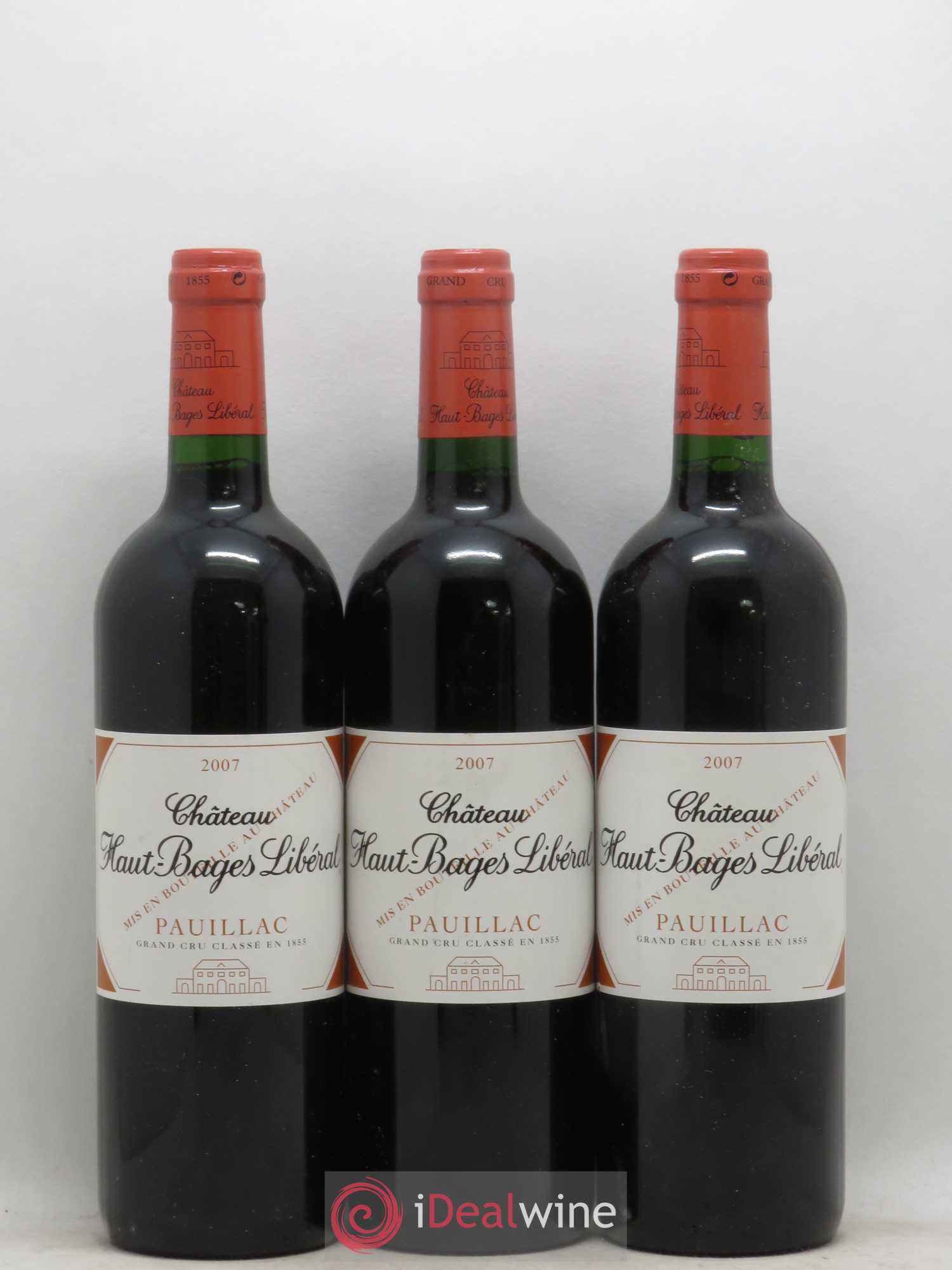 Château Haut Bages Libéral 5ème Grand Cru Classé 2007 - Lot de 3 bouteilles - 0