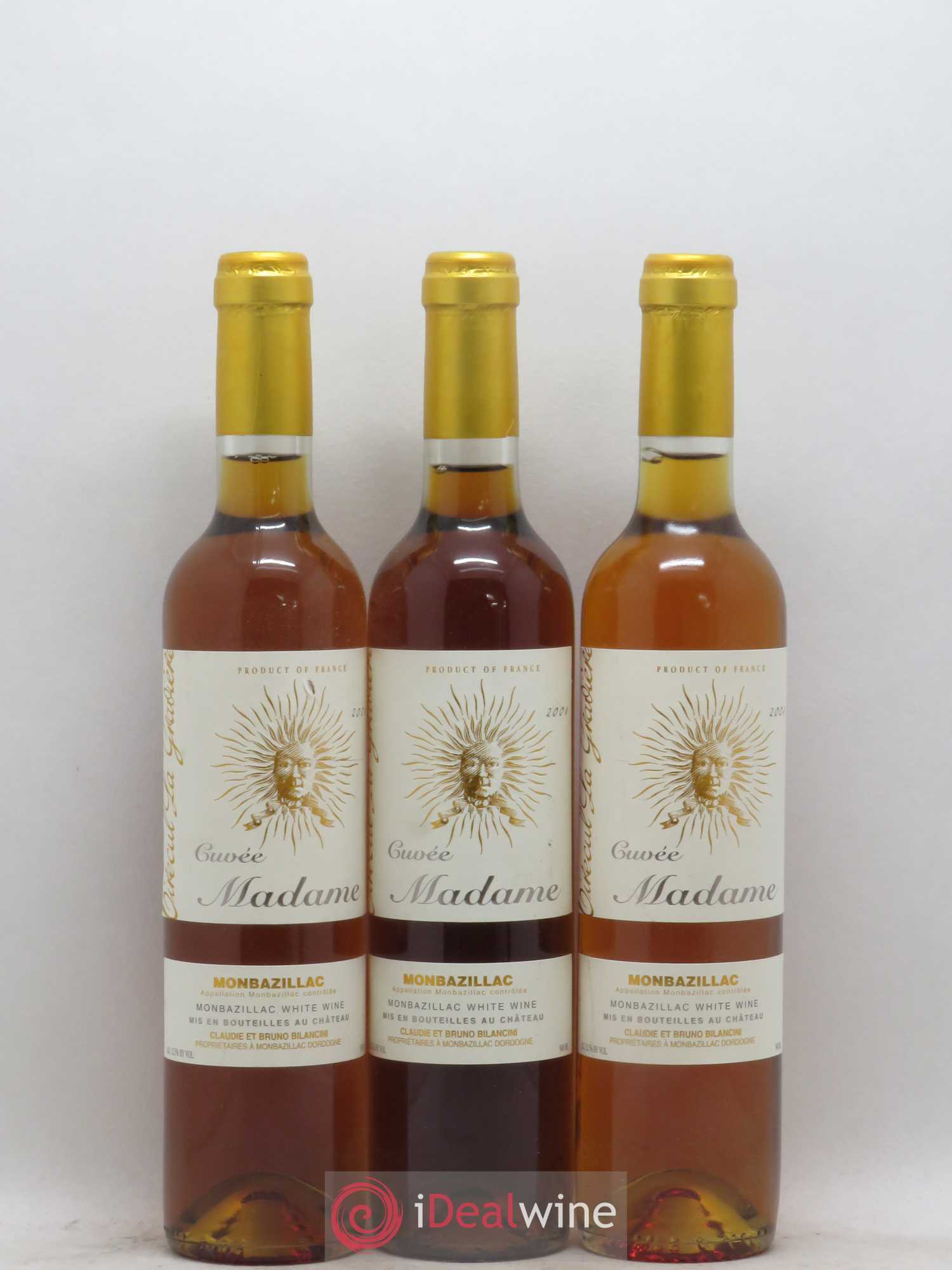Monbazillac Château Tirecul La Gravière Cuvée Madame Bruno et Claudie Bilancini 2001 - Lotto di 3 bottiglie - 0