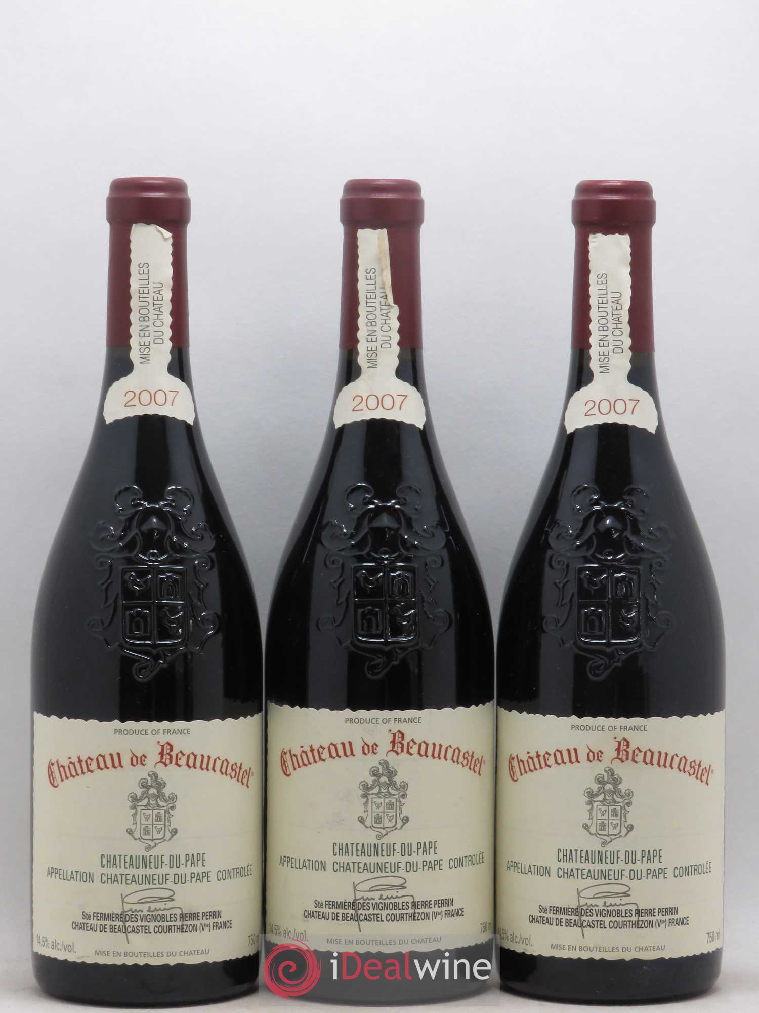 Châteauneuf-du-Pape Château de Beaucastel Famille Perrin 2007 - Lot de 3 bouteilles - 0