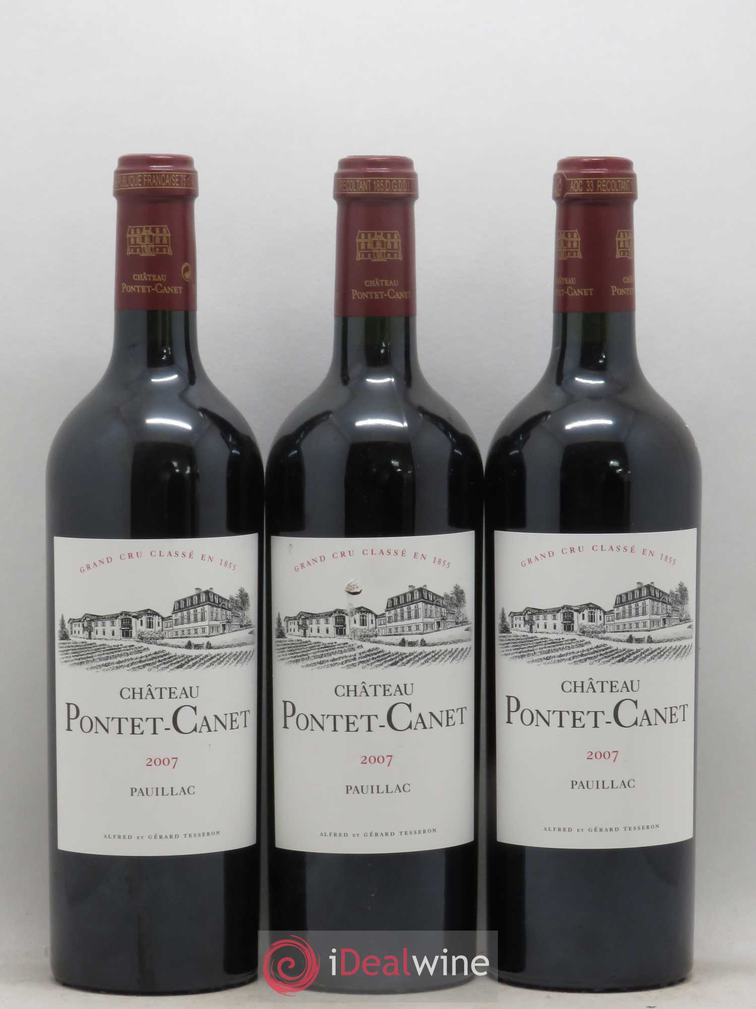 Château Pontet Canet 5ème Grand Cru Classé 2007 - Lot de 3 bouteilles - 0