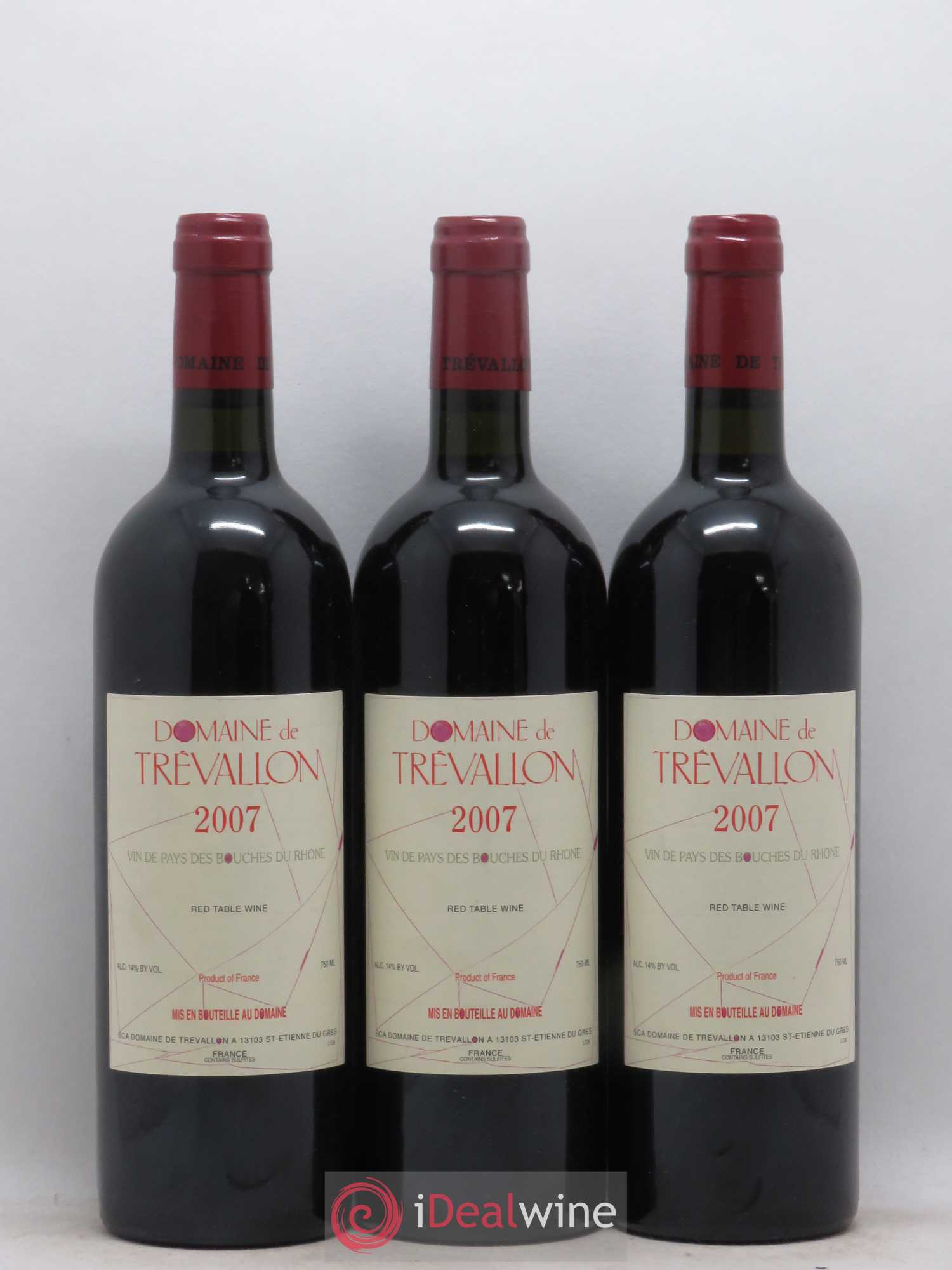 VDP Bouches du Rhône Trévallon (Domaine de) Eloi Dürrbach 2007 - Lot de 3 bouteilles - 0