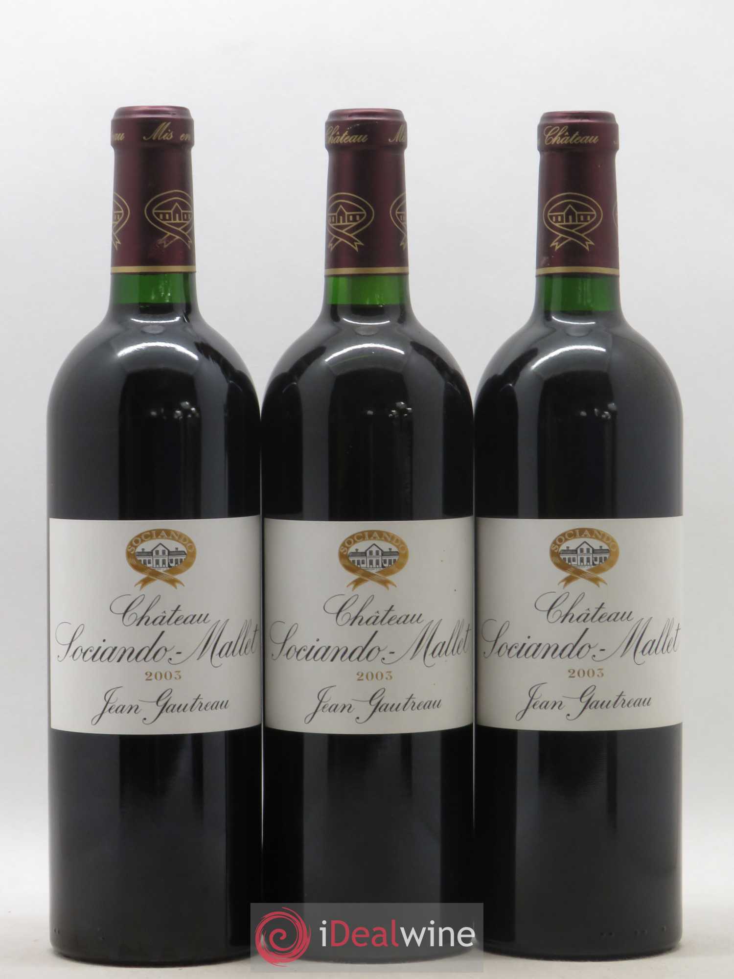 Château Sociando Mallet 2003 - Lot de 3 bouteilles - 0