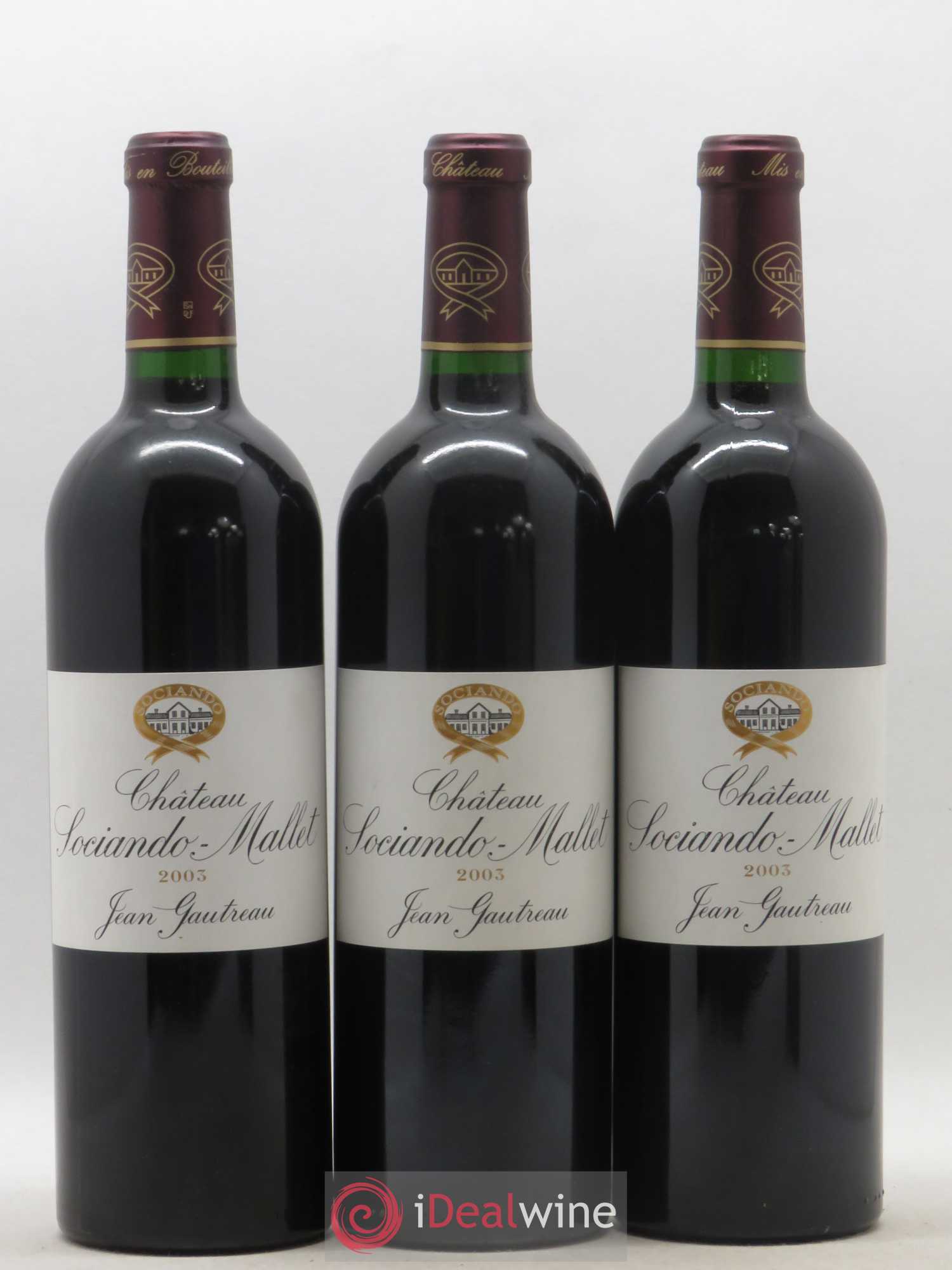 Château Sociando Mallet 2003 - Lot de 3 bouteilles - 0