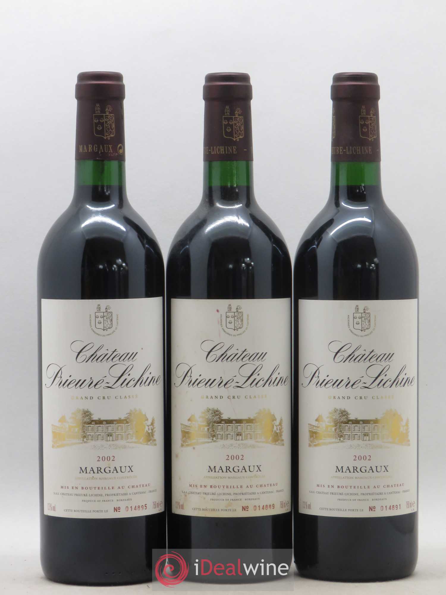Château Prieuré Lichine 4ème Grand Cru Classé 2002 - Lot de 3 bouteilles - 0