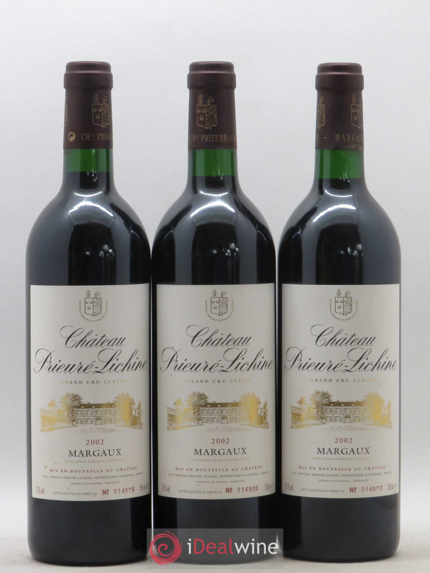 Château Prieuré Lichine 4ème Grand Cru Classé 2002 - Lot de 3 bouteilles - 0