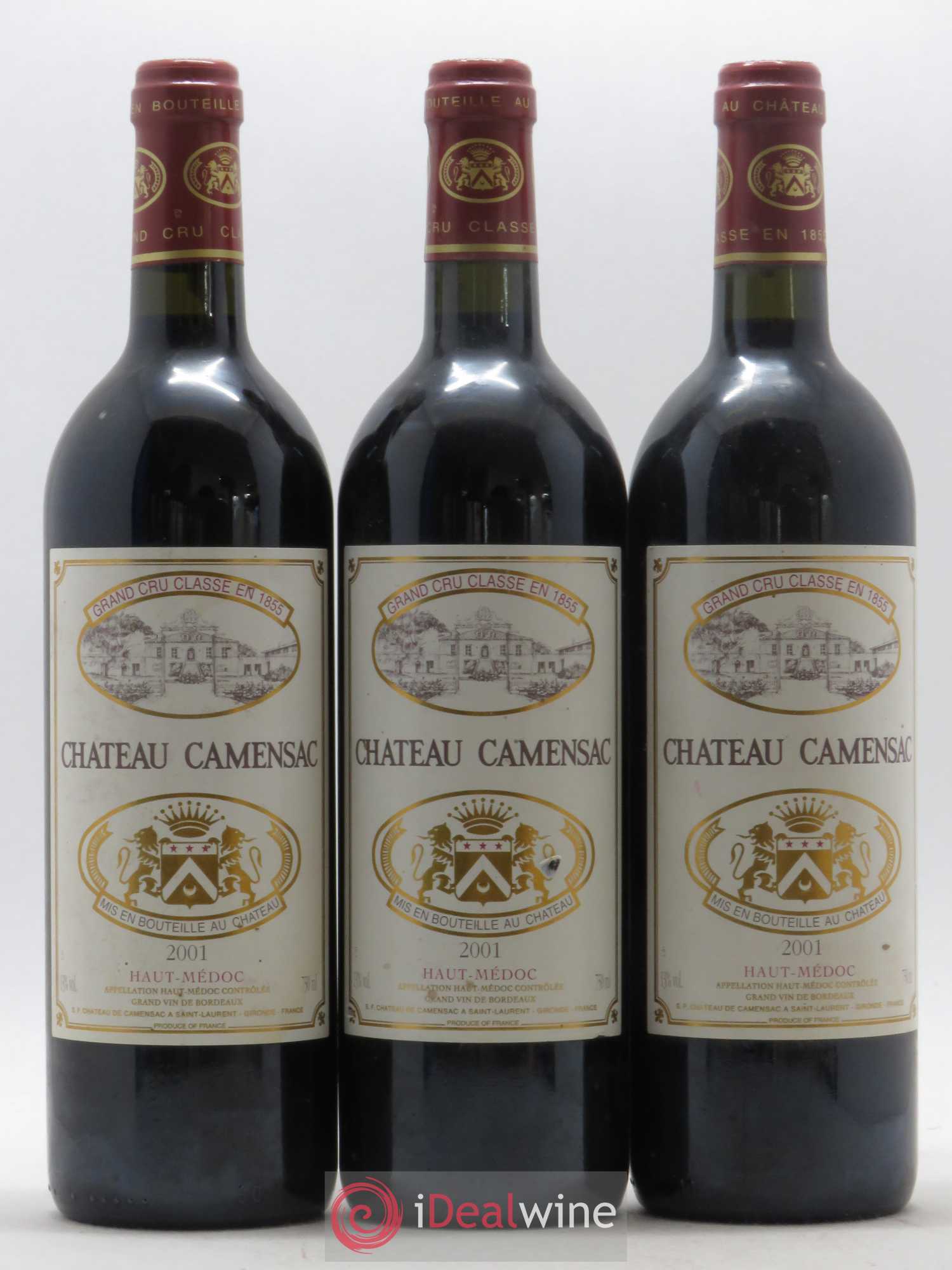 Château Camensac 5ème Grand Cru Classé 2001 - Lot de 3 bouteilles - 0