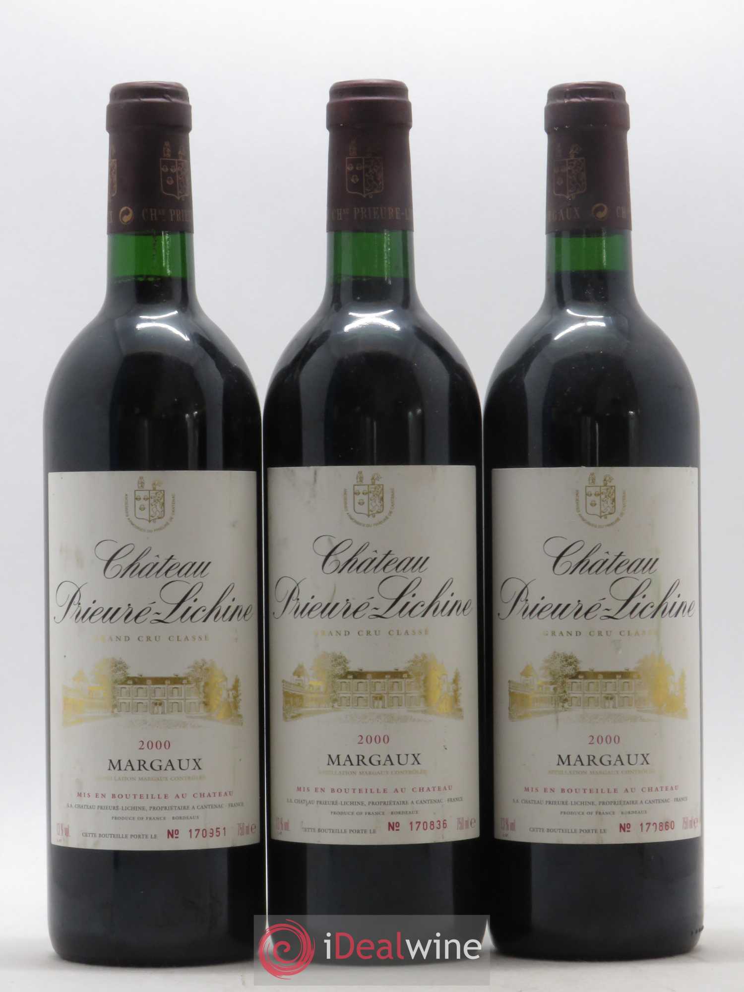 Château Prieuré Lichine 4ème Grand Cru Classé 2000 - Lot de 3 bouteilles - 0