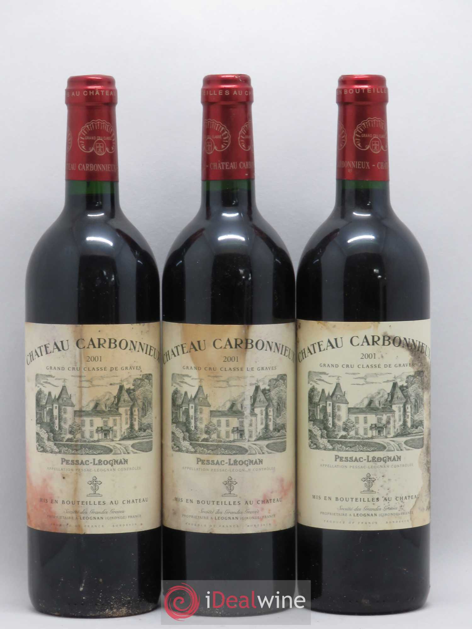 Château Carbonnieux Cru Classé de Graves 2001 - Lot de 3 bouteilles - 0