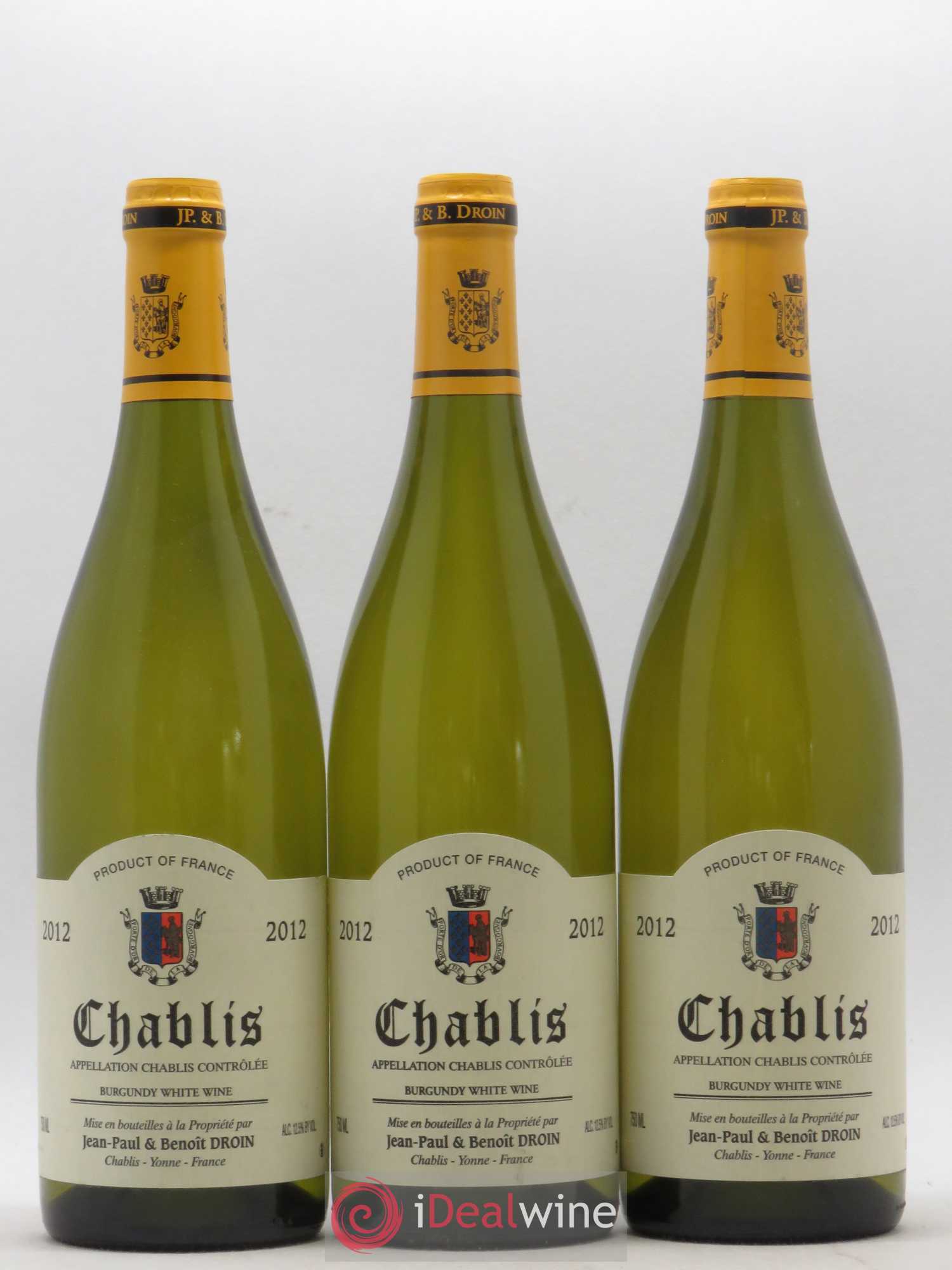 Chablis Jean-Paul & Benoît Droin (Domaine) 2012 - Lot de 3 bouteilles - 0
