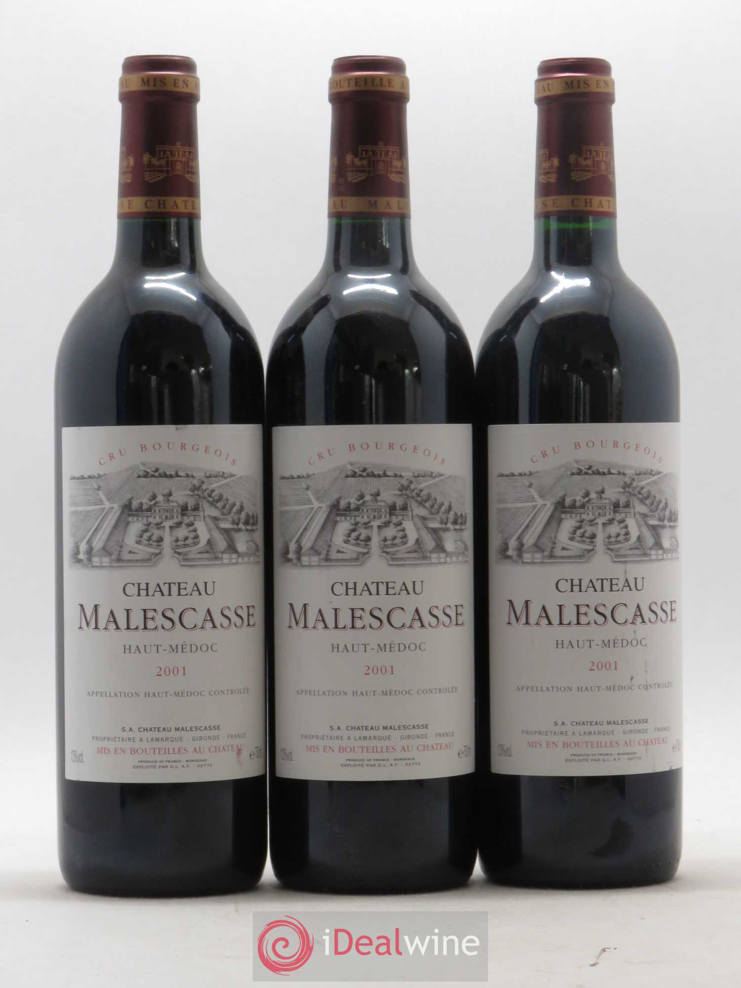 Château Malescasse Cru Bourgeois Exceptionnel 2001 - Lot de 3 bouteilles - 0