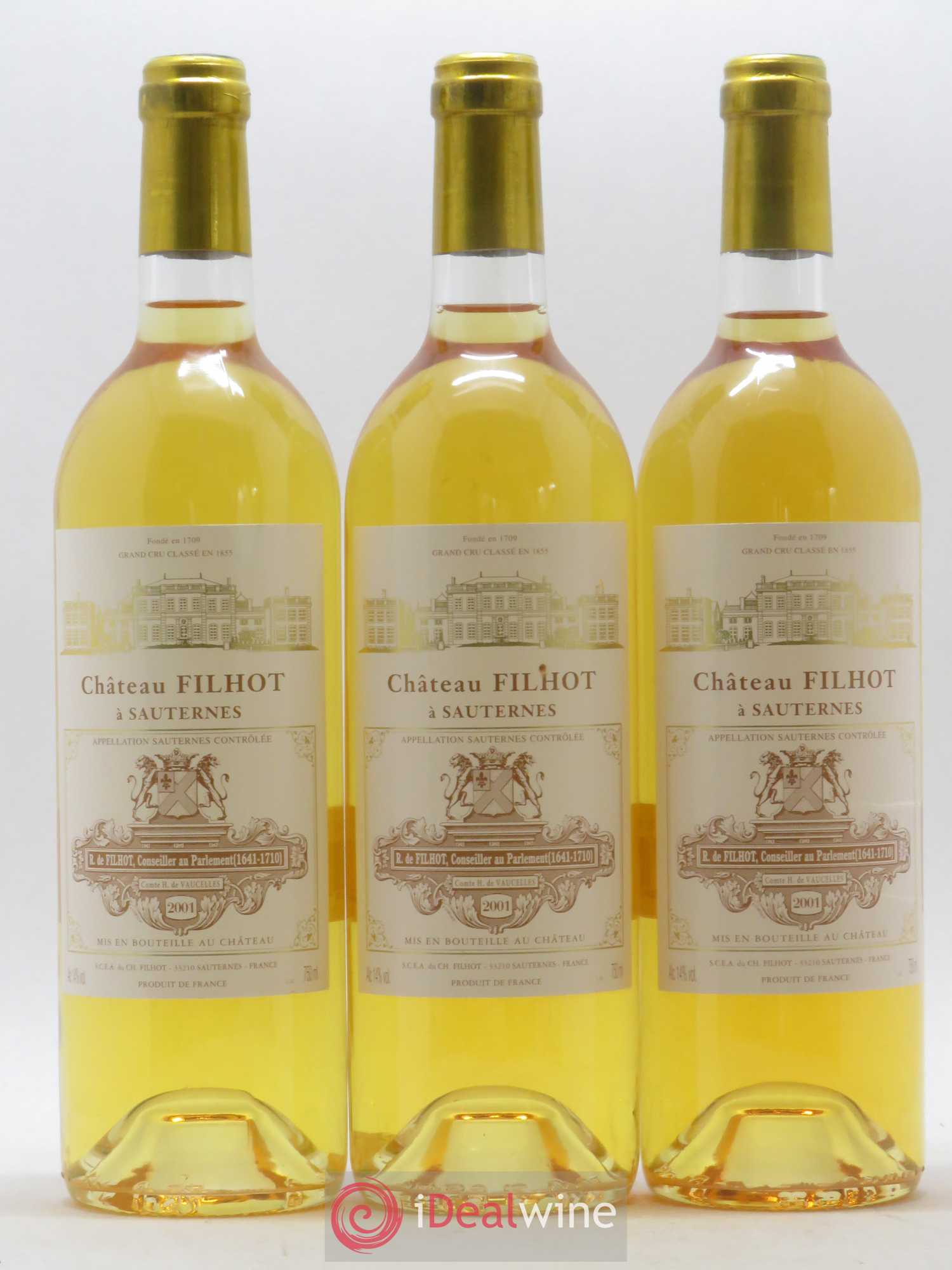 Château Filhot 2ème Grand Cru Classé 2001 - Lotto di 3 bottiglie - 0