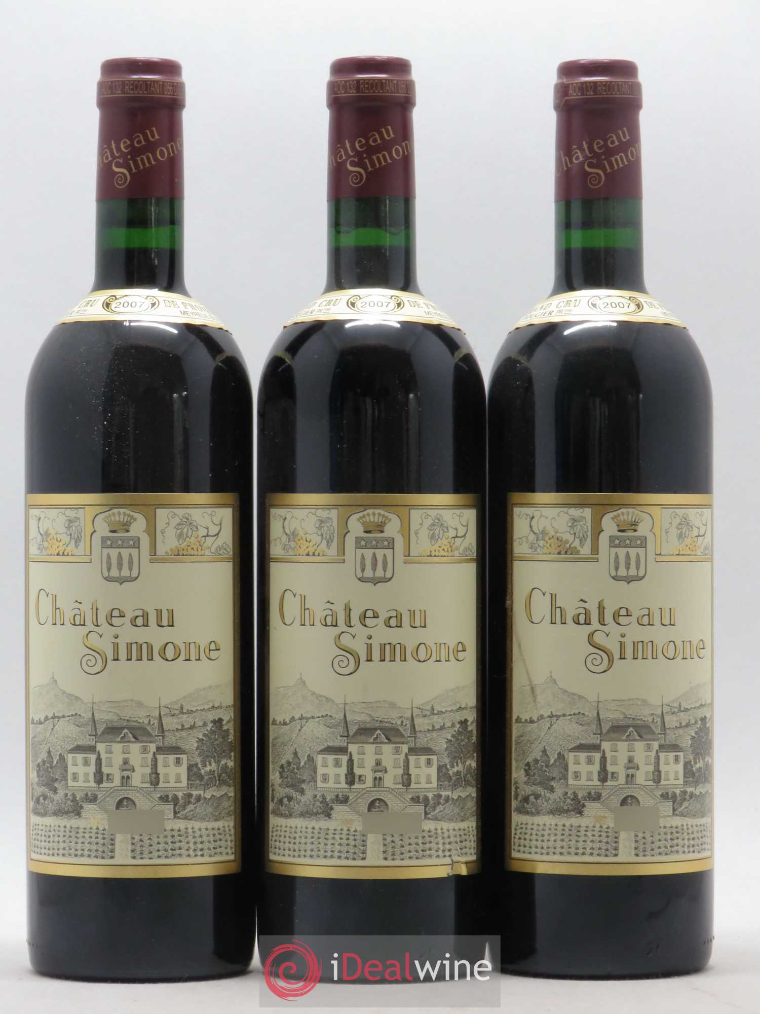 Palette Château Simone Famille Rougier 2007 - Lot de 3 bouteilles - 0