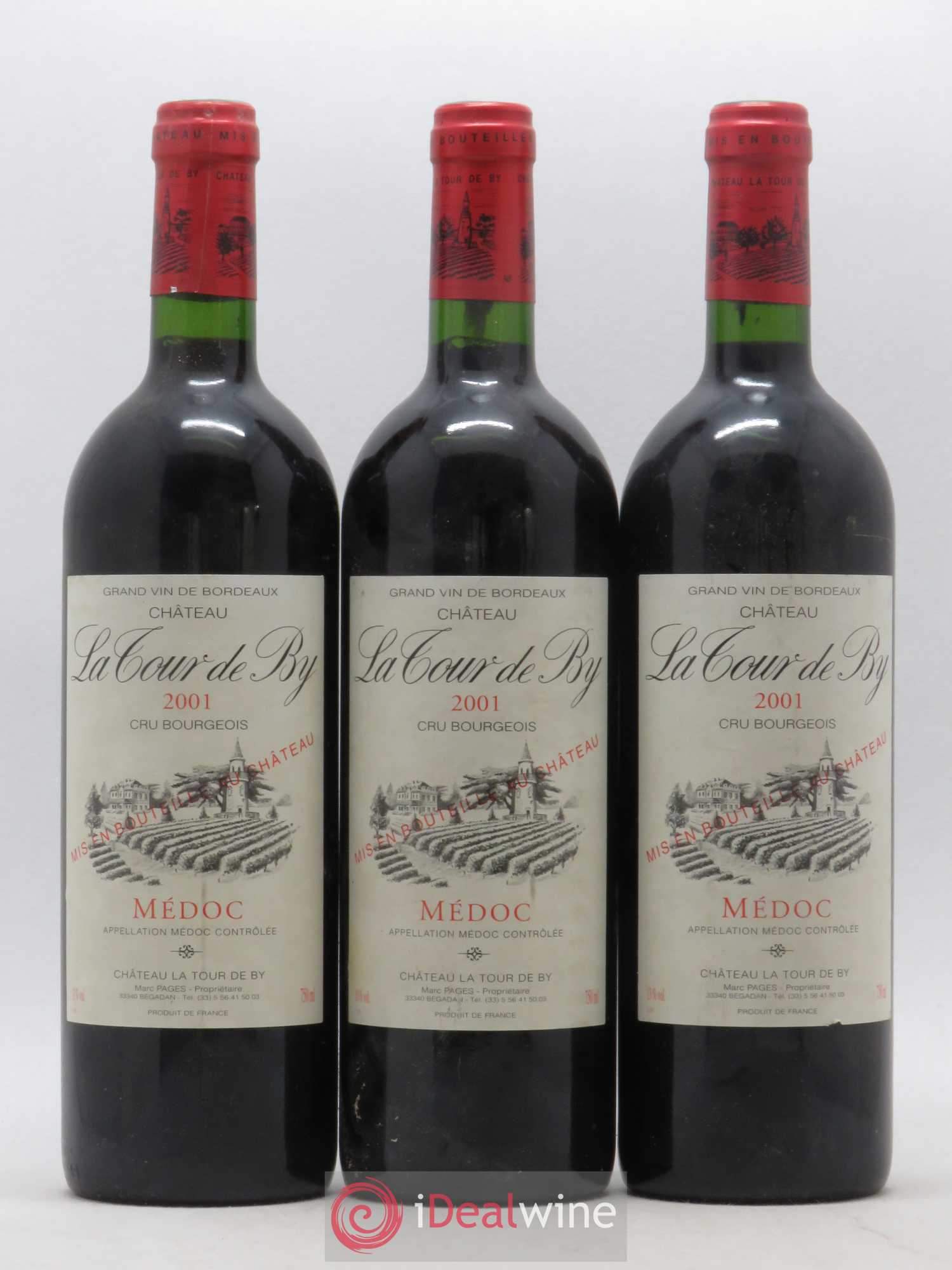 Château La Tour de By Cru Bourgeois 2001 - Lot de 3 bouteilles - 0