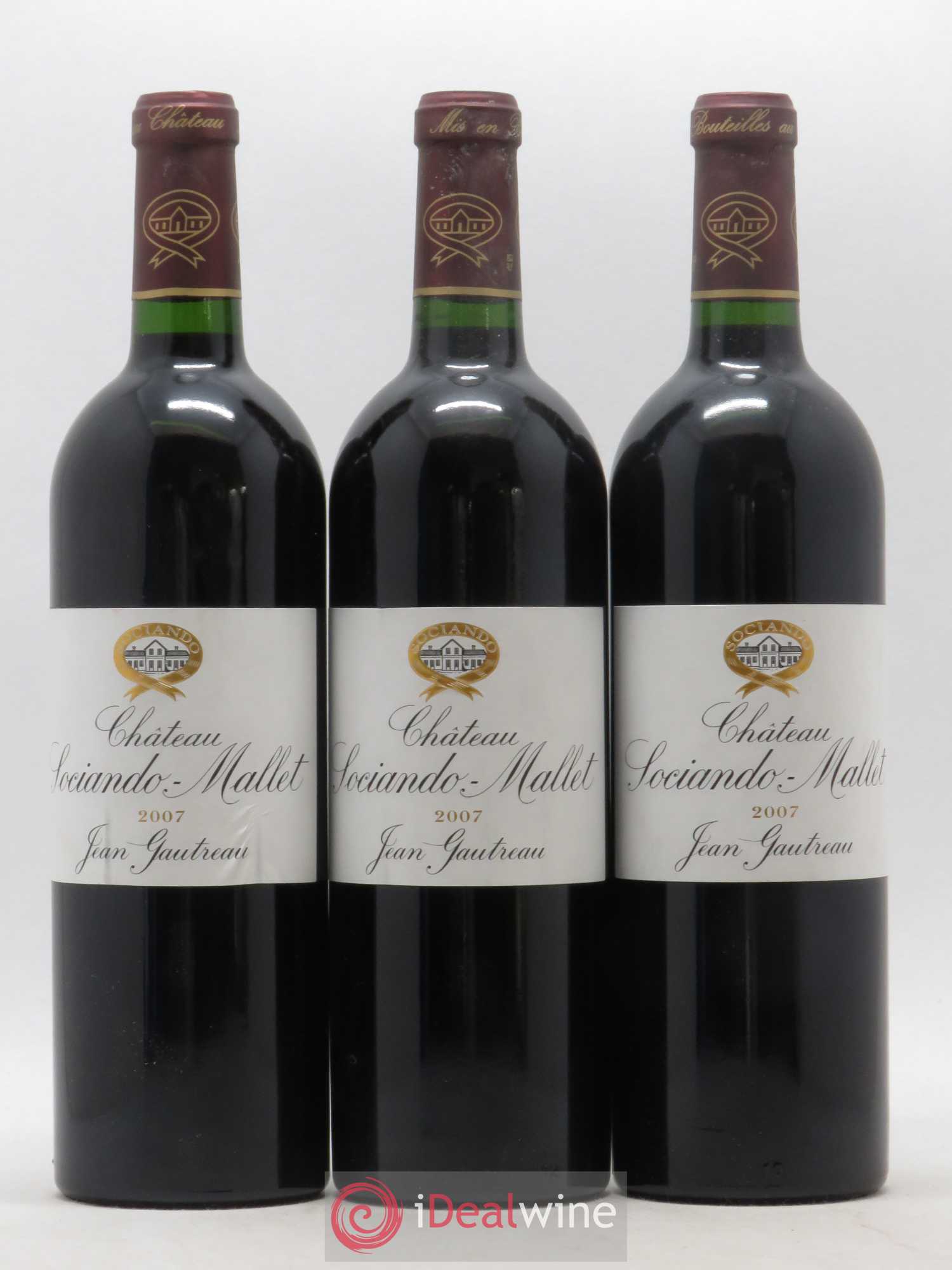 Château Sociando Mallet 2007 - Lot de 3 bouteilles - 0