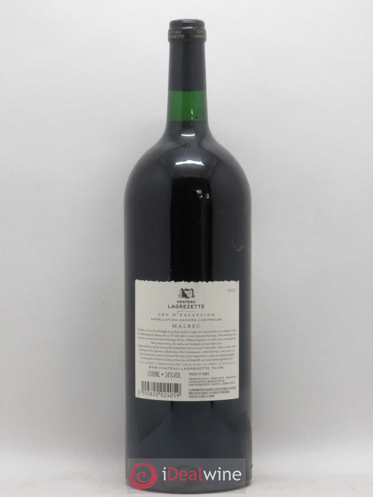 Cahors Château Lagrezette Alain Dominique Perrin Malbec 2005 - Lot de 1 magnum - 1