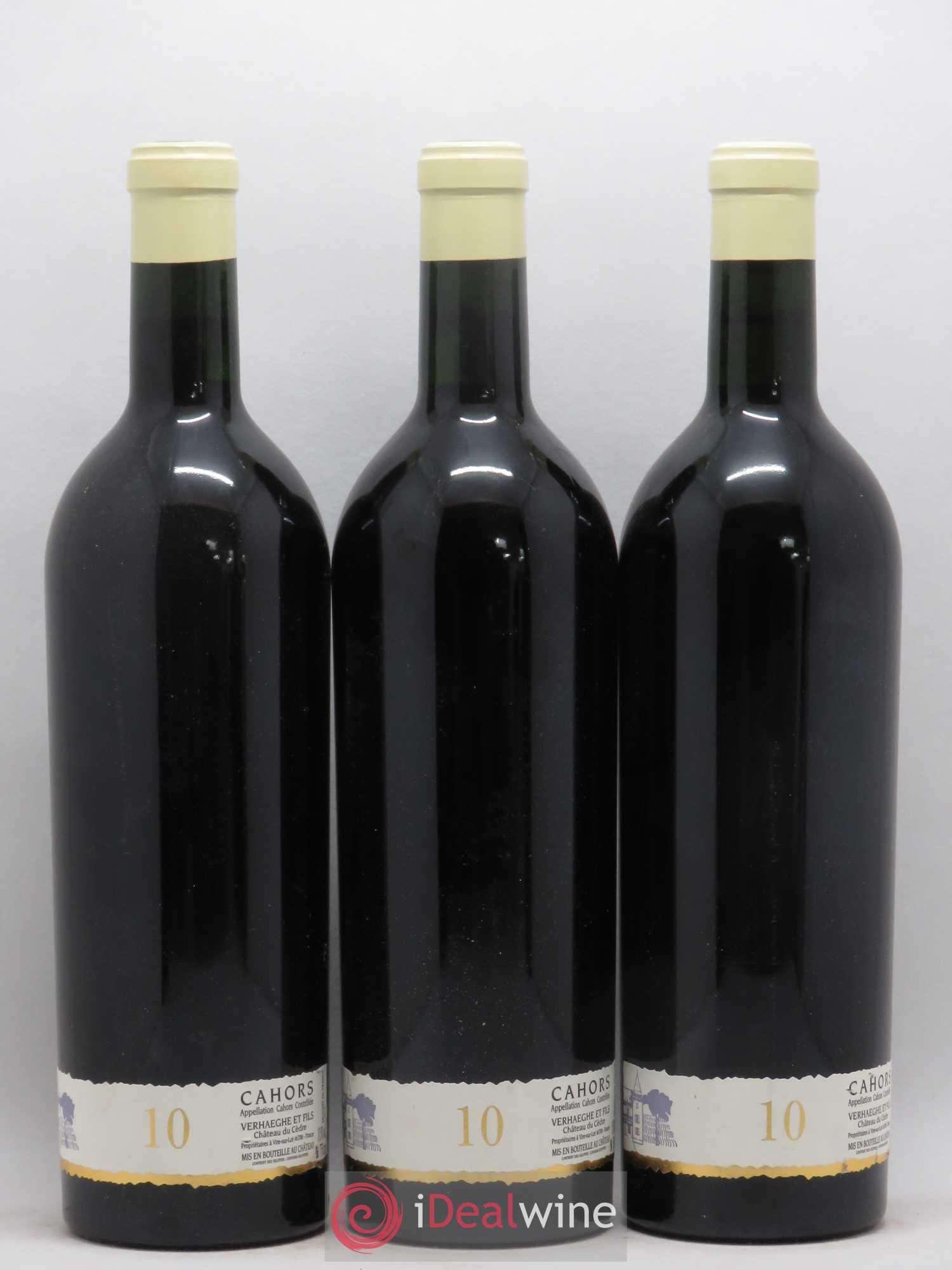 Cahors Château du Cèdre GC Pascal et Jean-Marc Verhaeghe 2010 - Lot de 3 bouteilles - 1
