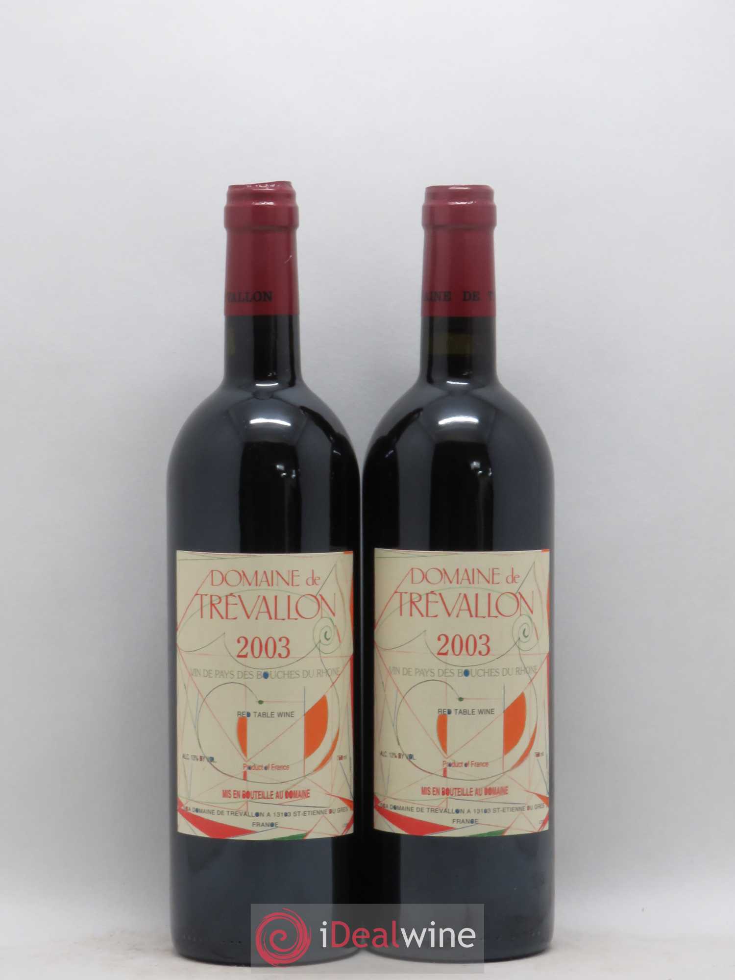 VDP Bouches du Rhône Trévallon (Domaine de) Eloi Dürrbach 2003 - Lot de 2 bouteilles - 0