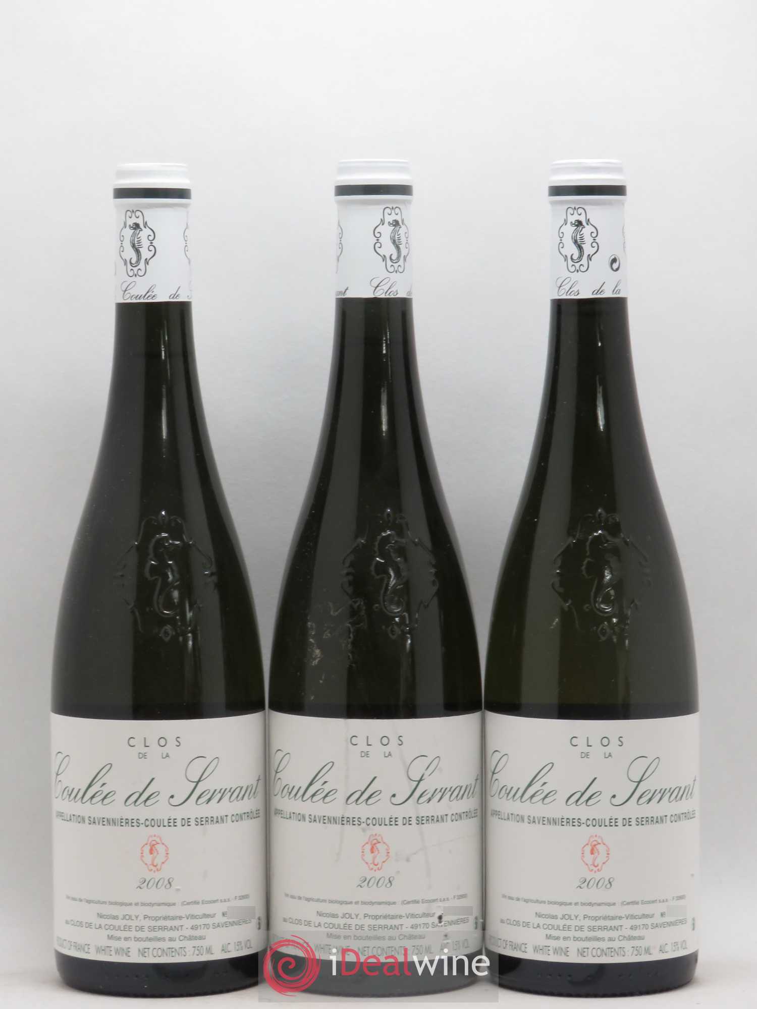 Savennières Clos de la Coulée de Serrant Vignobles de la Coulée de Serrant - Nicolas Joly 2008 - Lot de 3 bouteilles - 0