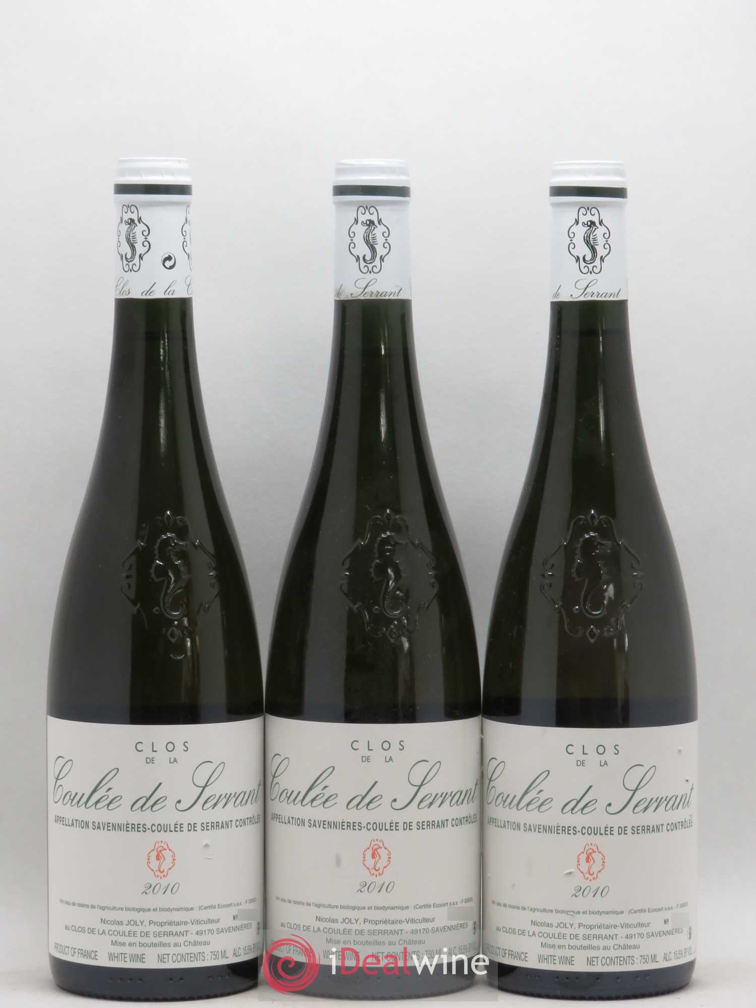 Savennières Clos de la Coulée de Serrant Vignobles de la Coulée de Serrant - Nicolas Joly 2010 - Lot de 3 bouteilles - 0