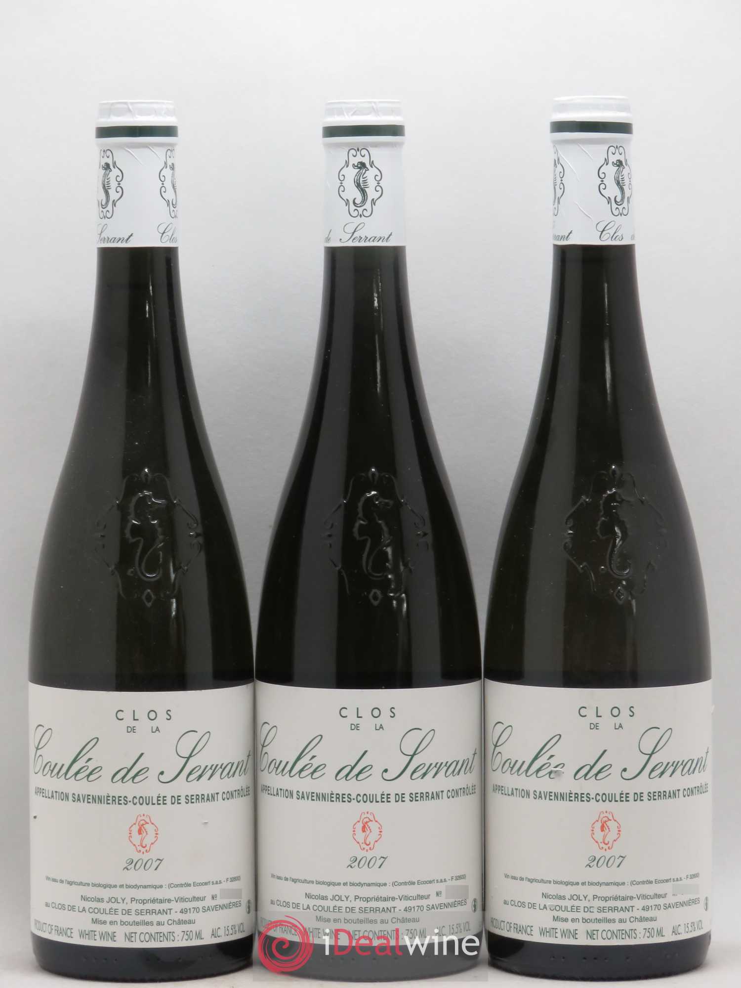 Savennières Clos de la Coulée de Serrant Vignobles de la Coulée de Serrant - Nicolas Joly 2007 - Lot de 3 bouteilles - 0