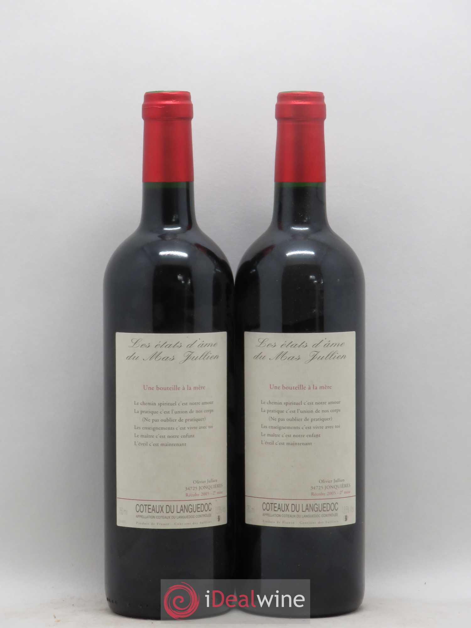 Terrasses du Larzac Mas Jullien Les Etats d'Ame du Mas Jullien Olivier Jullien 2005 - Lot de 2 bouteilles - 0